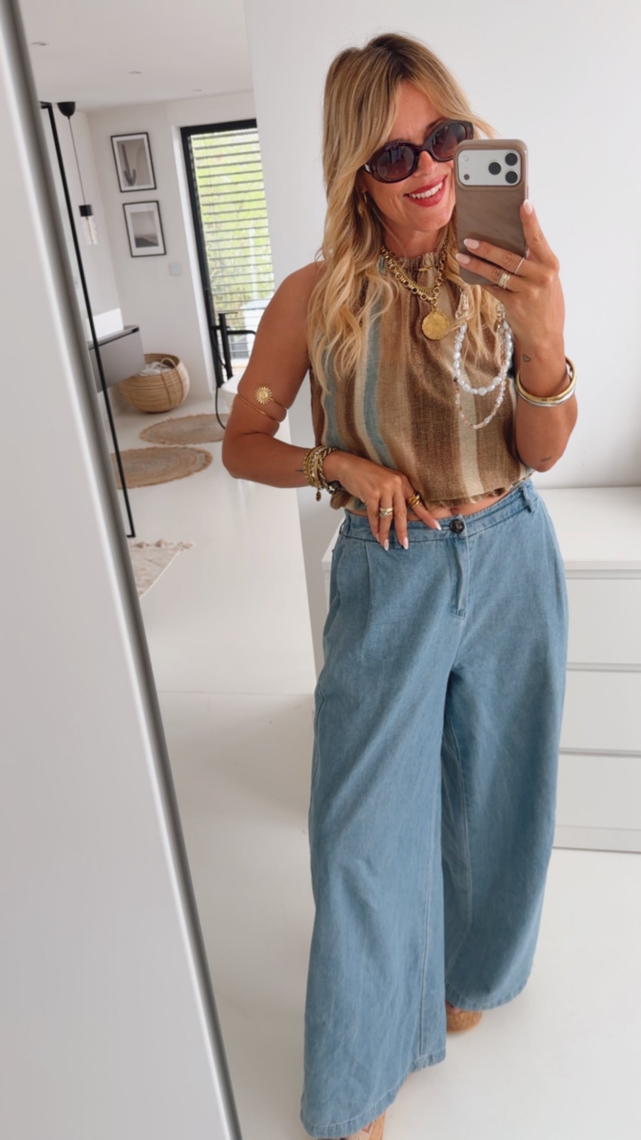 Neckholder Top Plissee