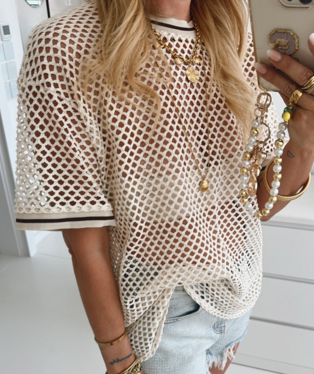T-Shirt Net mit Bündchen