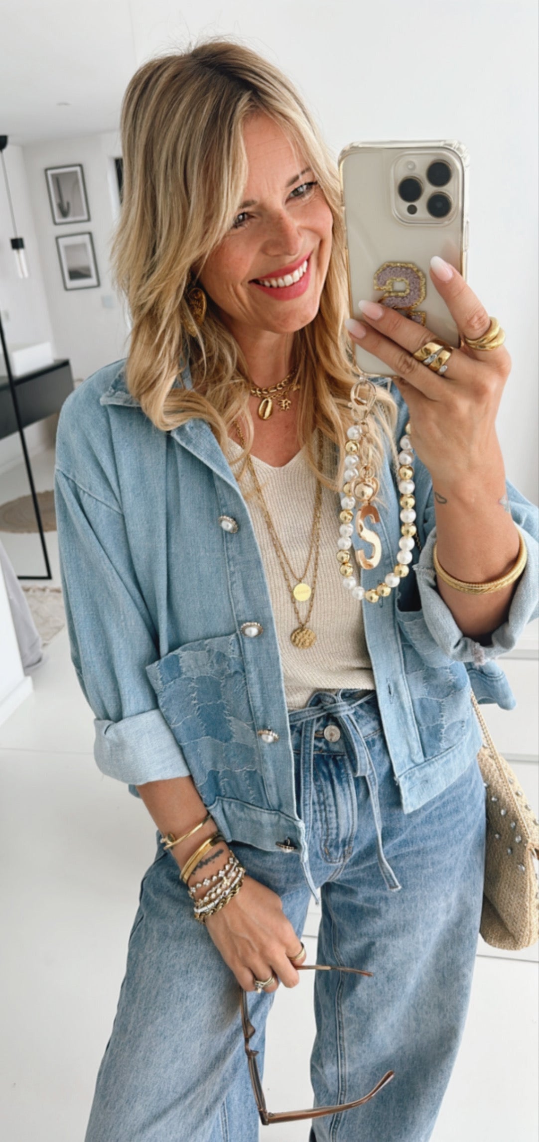 Jeans Jacke Karo
