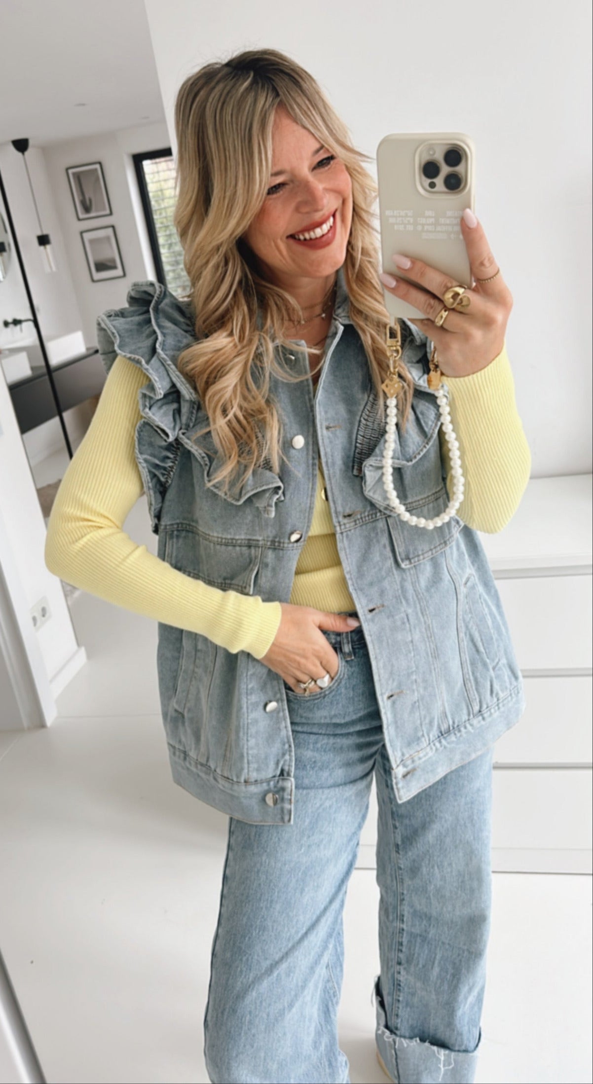 Jeans Weste mit Rüschen