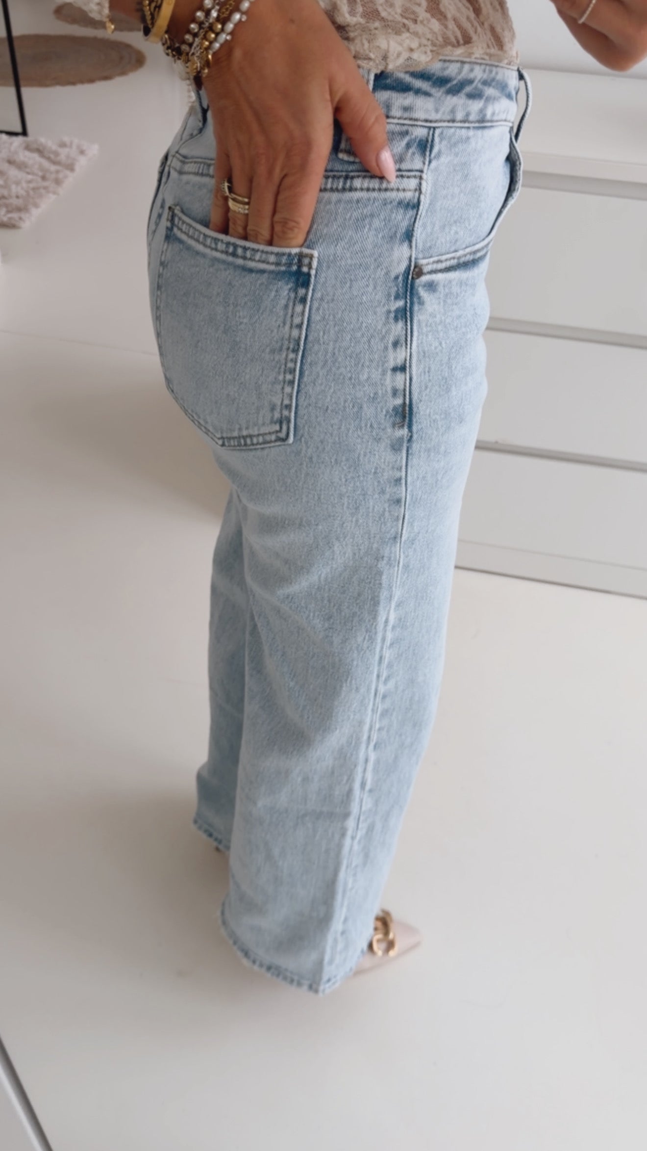 Straight Jeans Light Wash mit Band