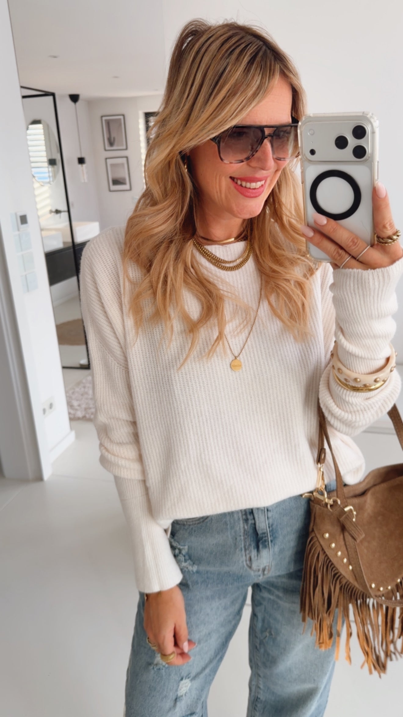 Ribbed Strick Pulli Umschlagarm