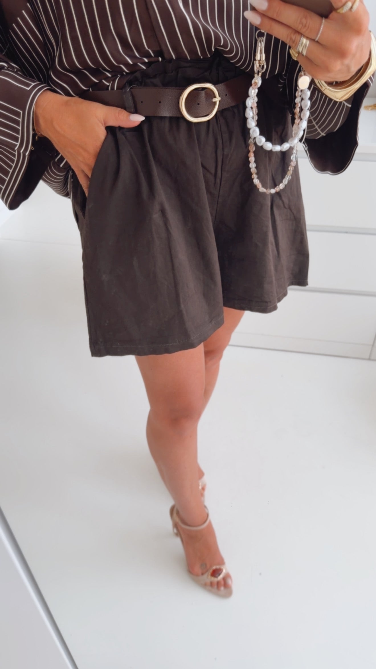 Knitter Shorts mit Gürtel