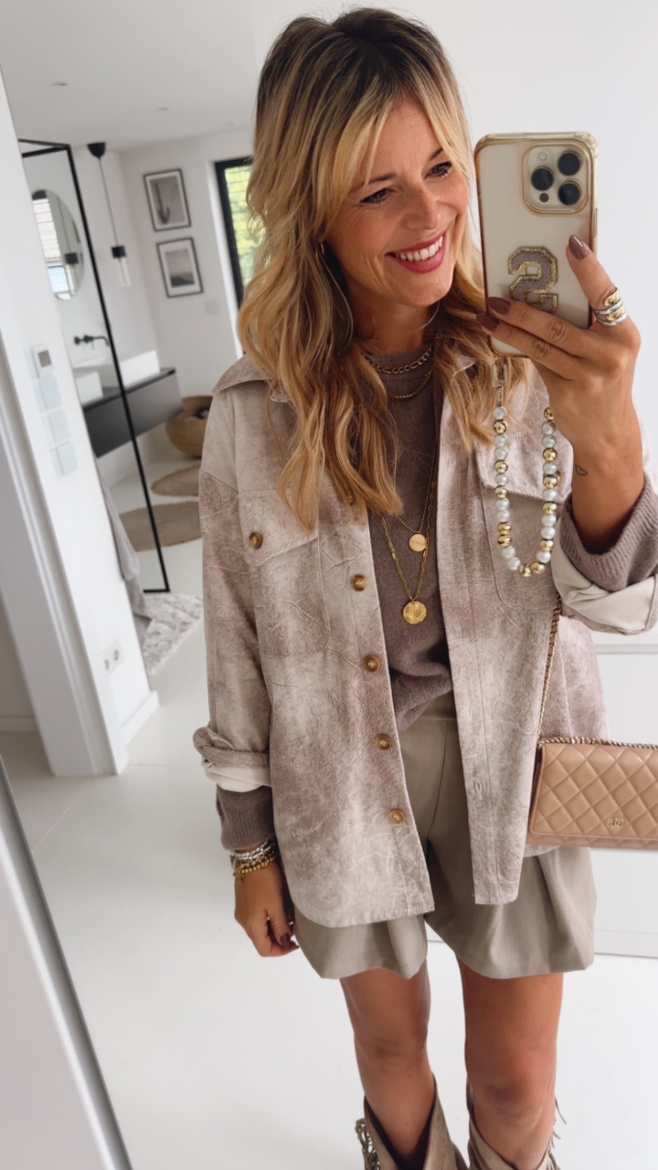 Hemdbluse Lederoptik