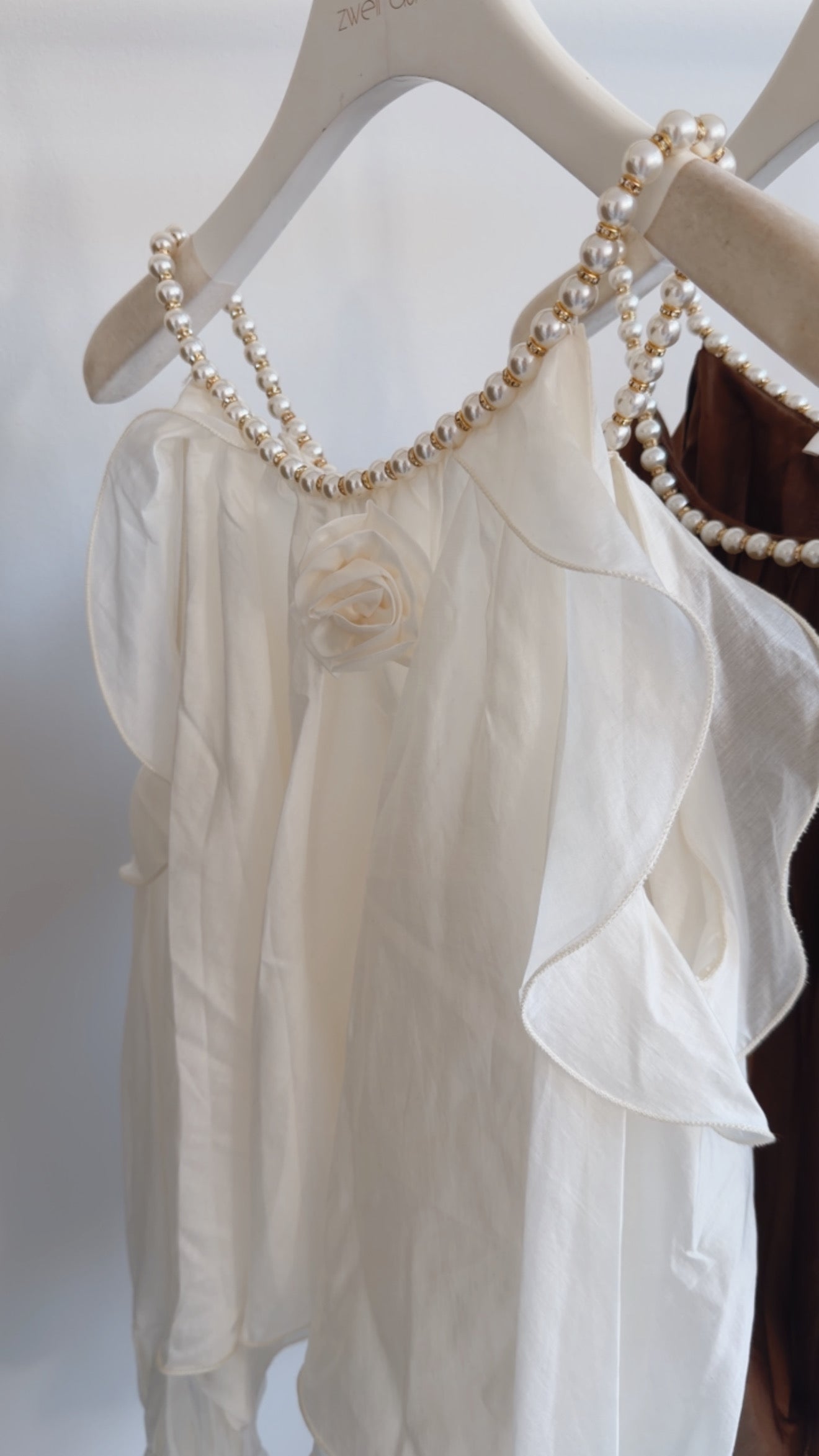 Offshoulder Shirt Pearls and Volants