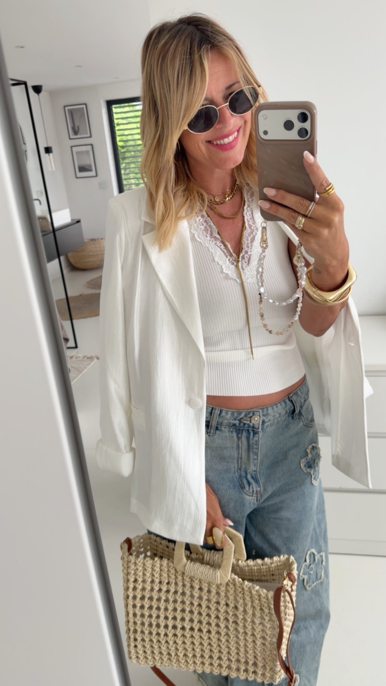 Ribbed Top Lace V-Neck