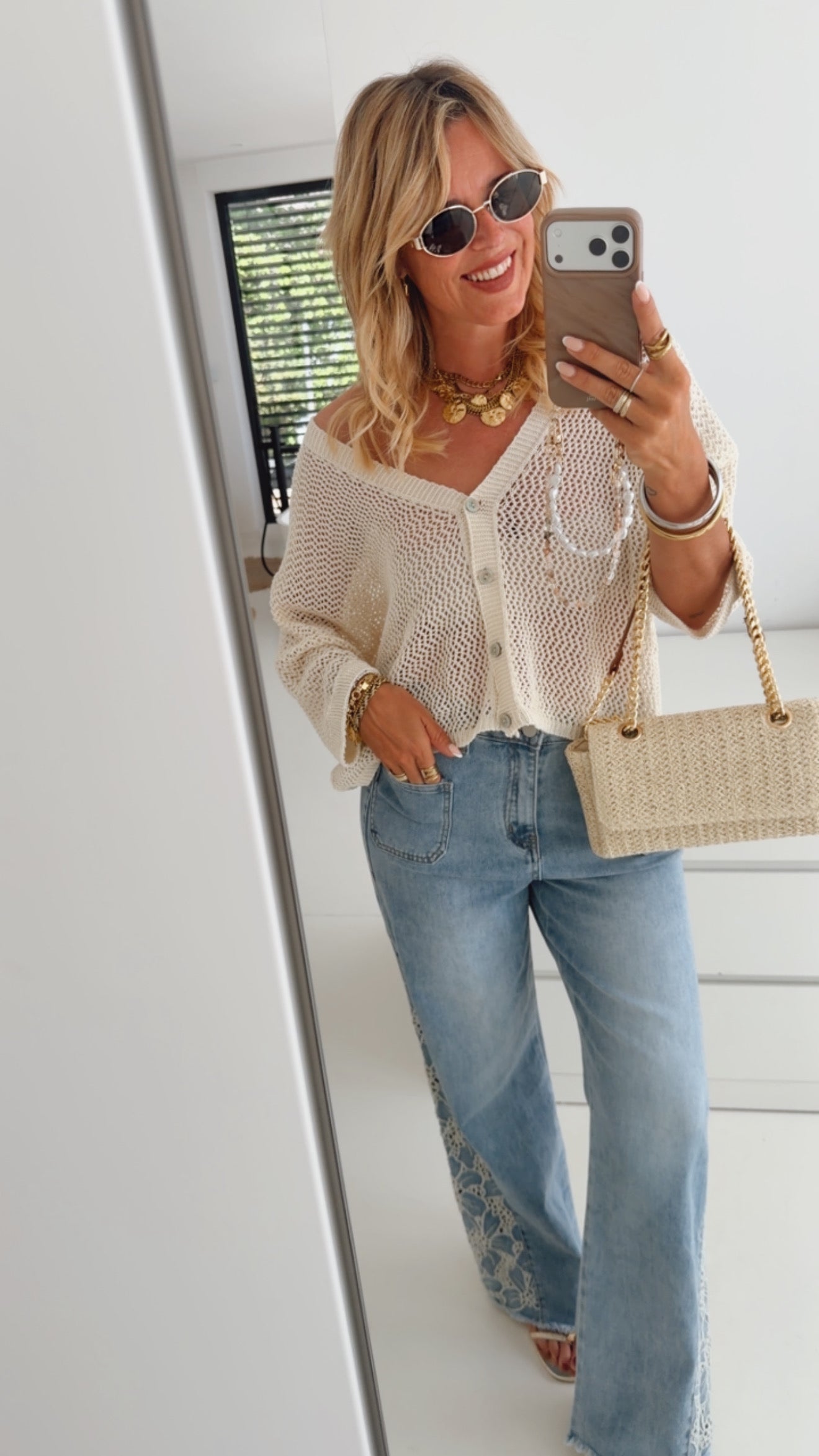Crochet Jacke mit Knöpfen
