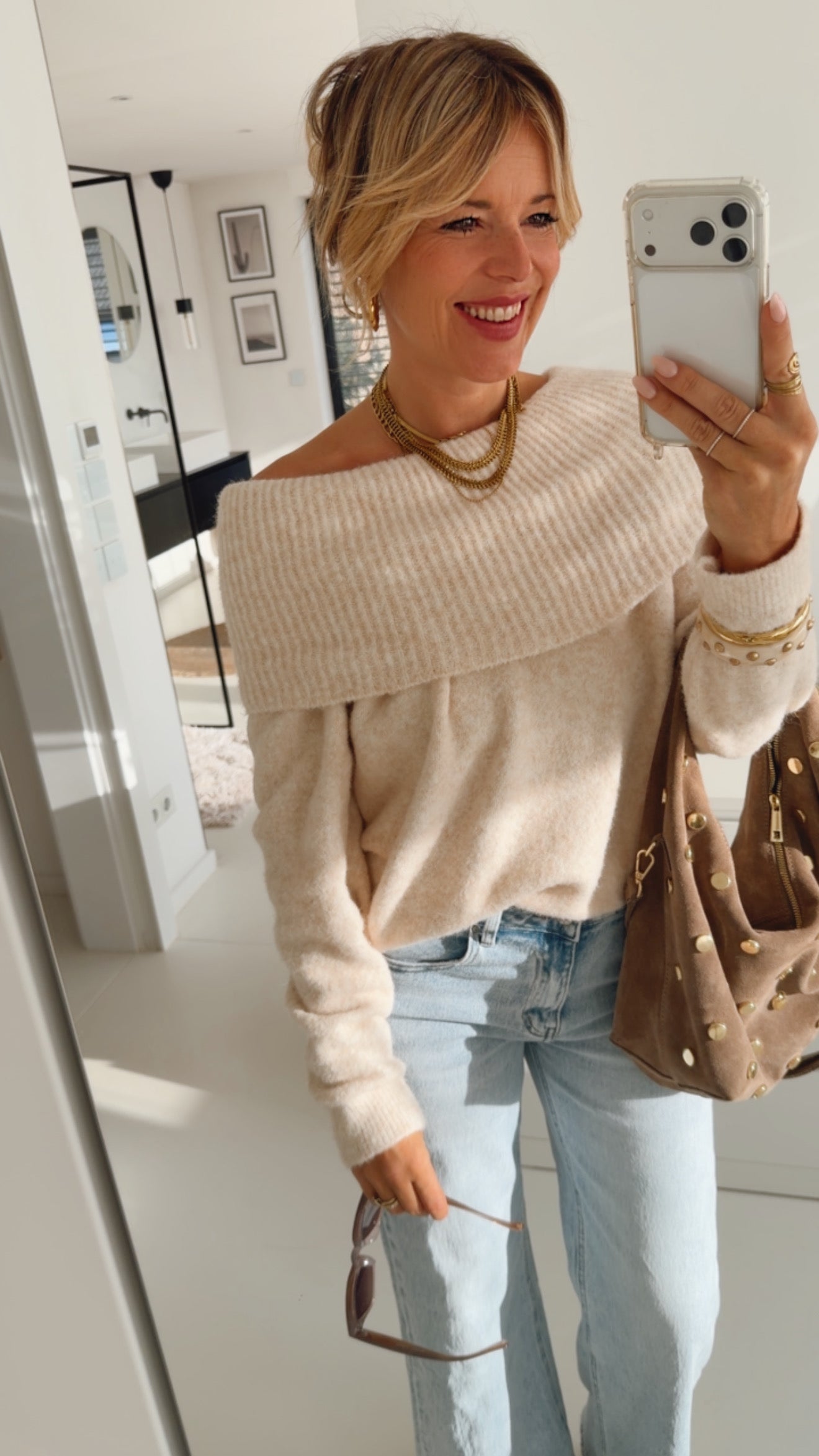 Strick Pulli Off-Shoulder