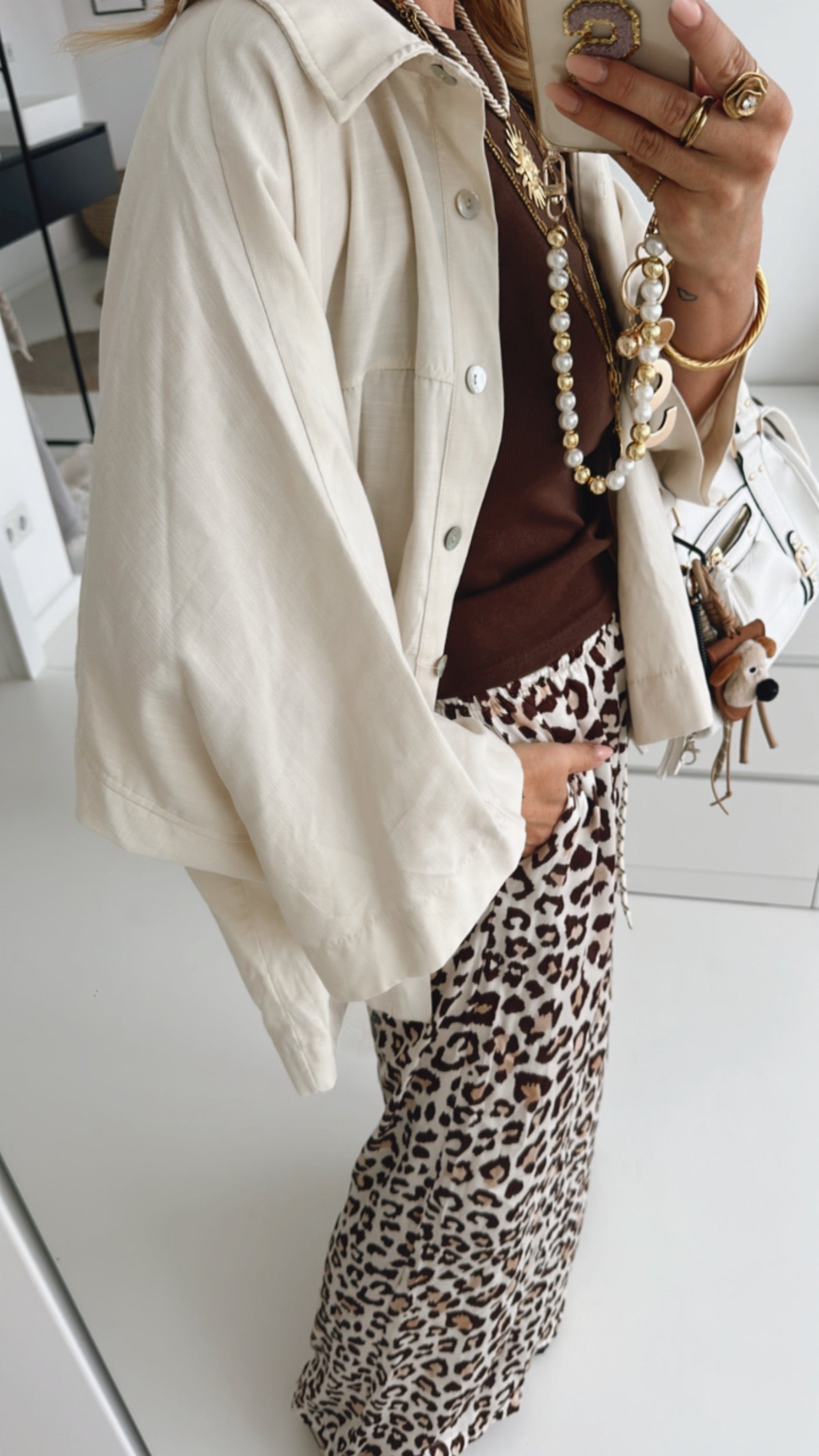 Hemd Bluse Oversize Dreiviertelarm