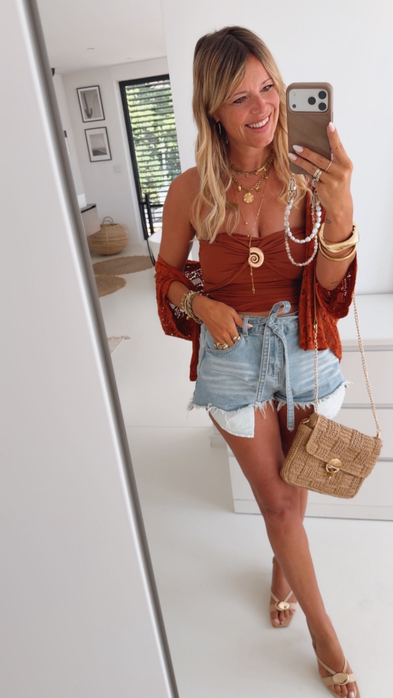 Jeans Shorts Mit Bindegurt