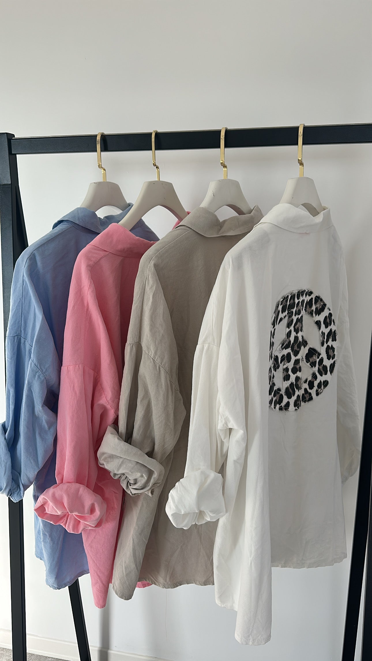 Soft Cord Hemd Bluse Oversize Peace
