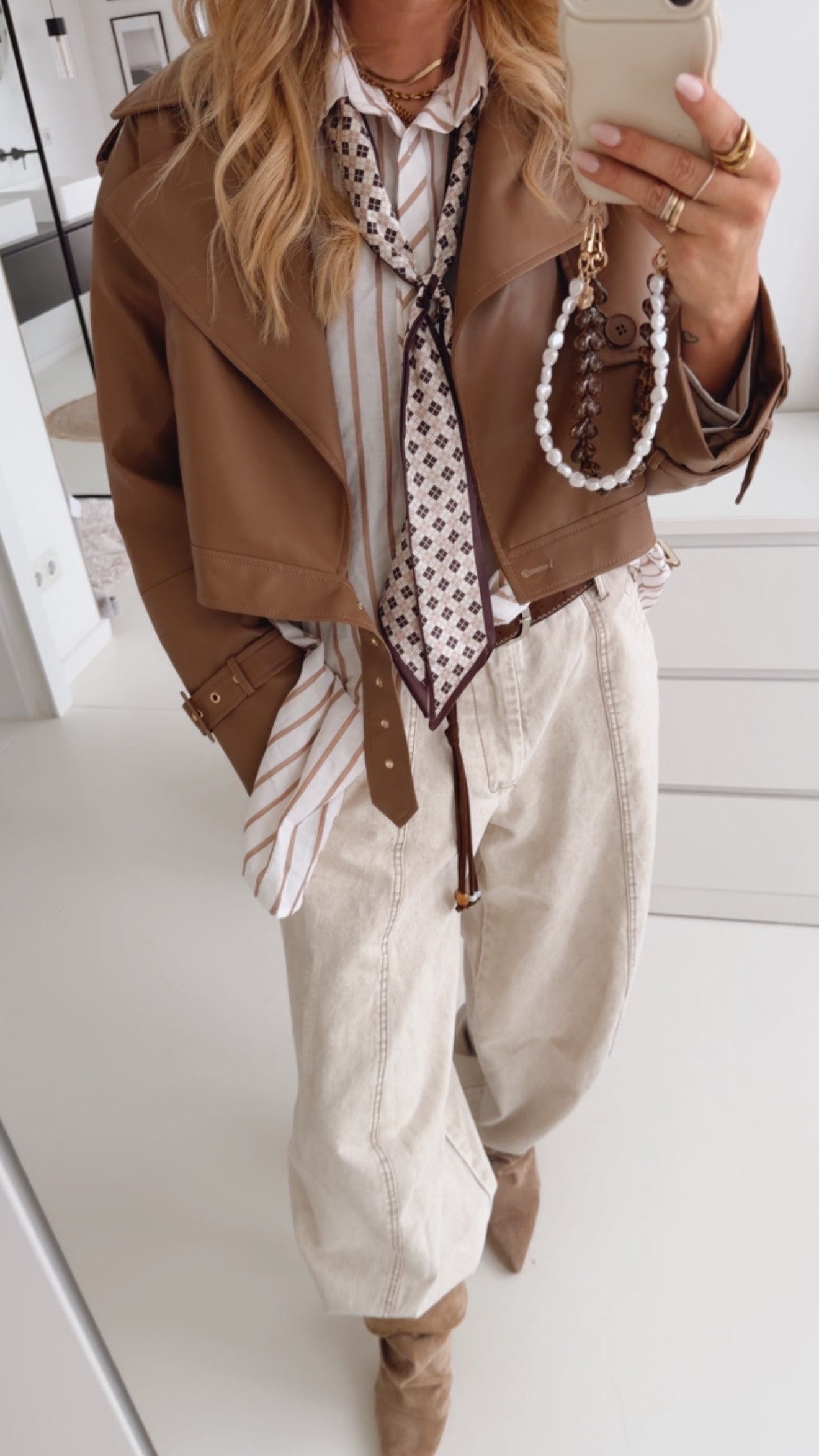 Cropped Jacke Leder Optik