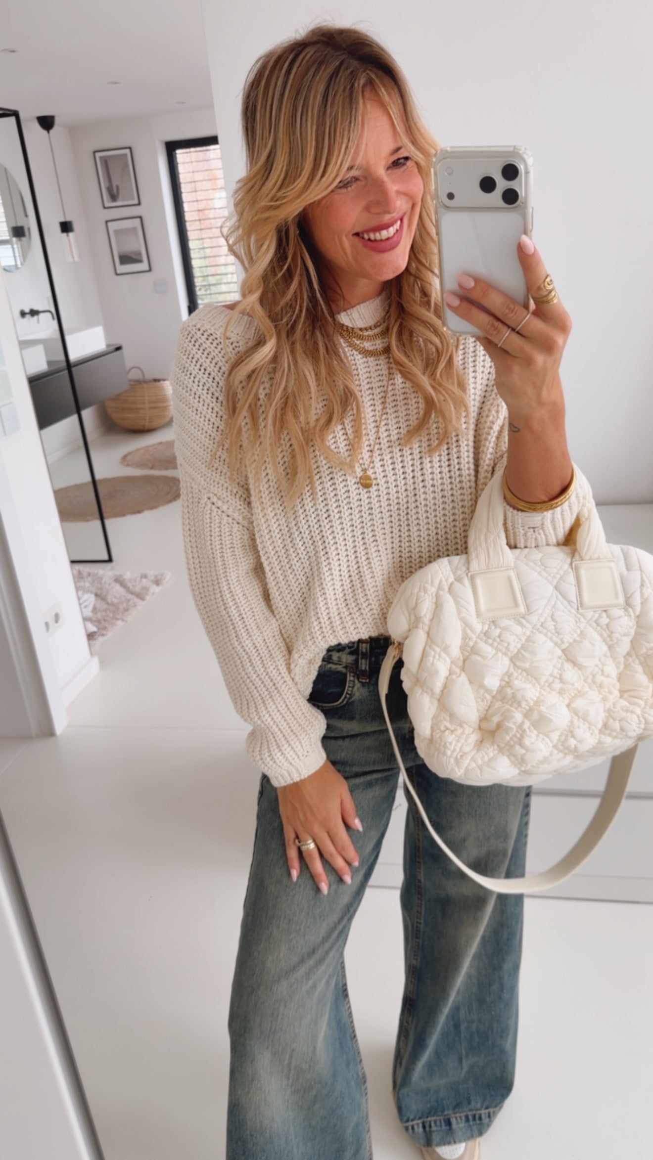 Midi Grobstrick Pulli Destroyed