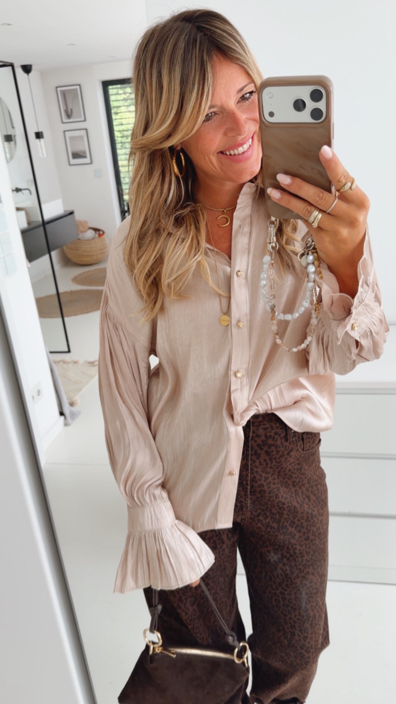 Schimmer Bluse Statement Ärmel