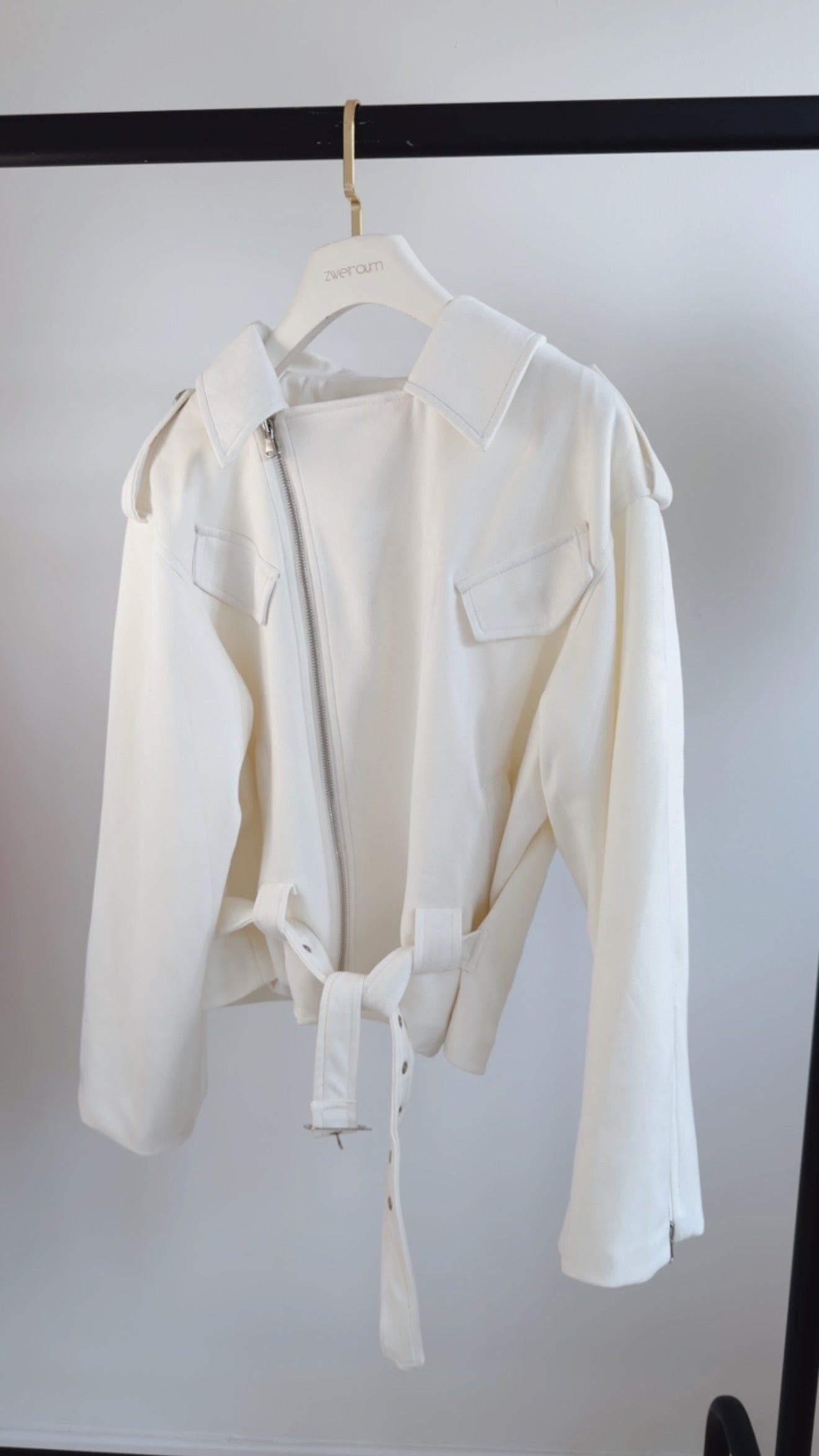 Midi Jacke Belt Wildlederoptik