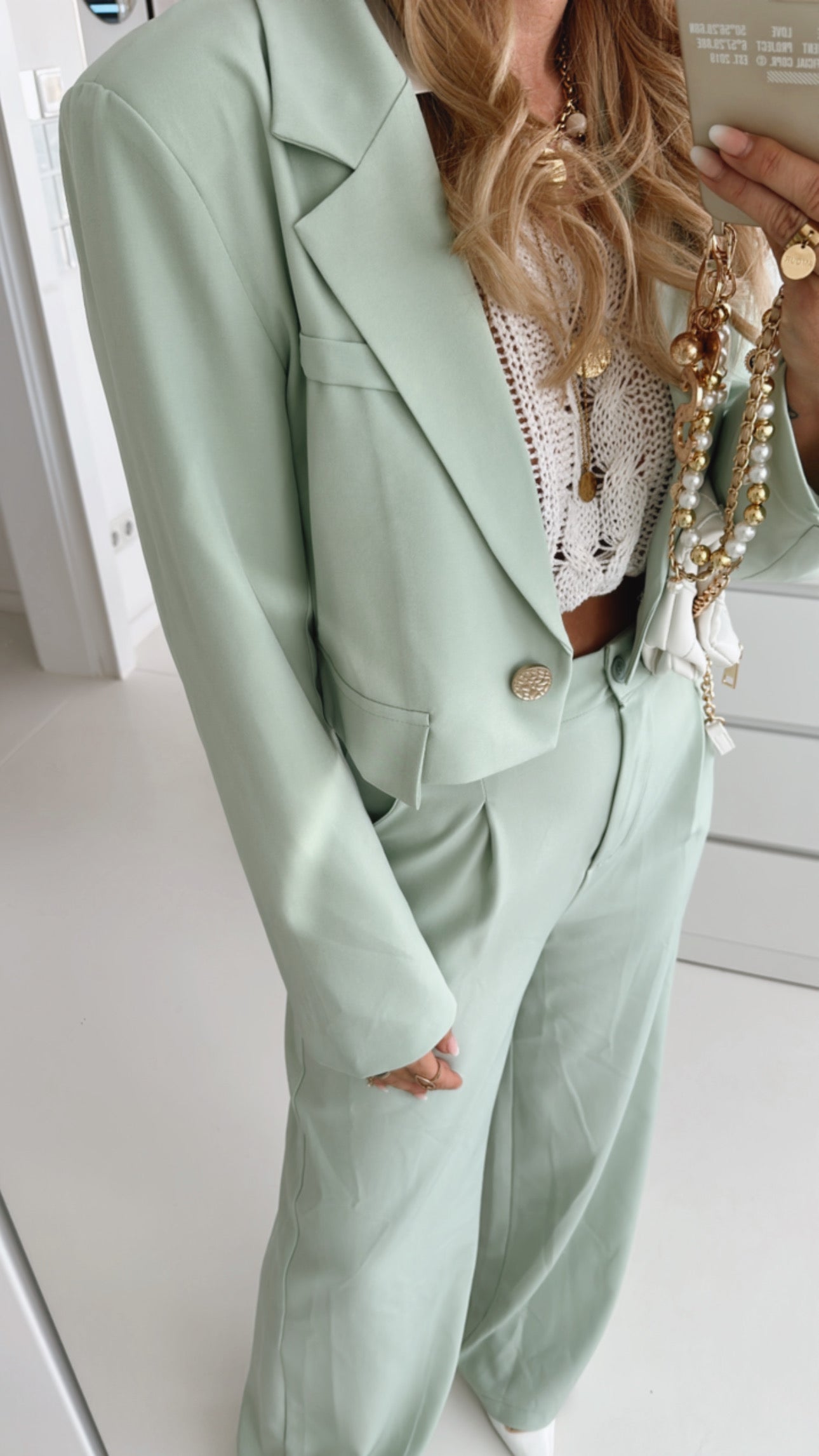 Cropped Blazer Structured Button
