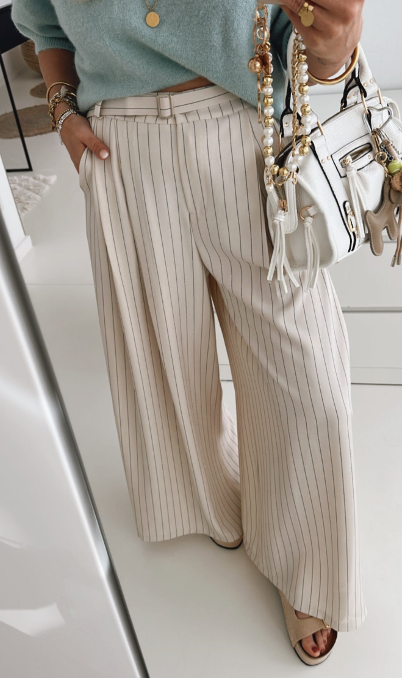 Hose Wide Leg Fine Stripes