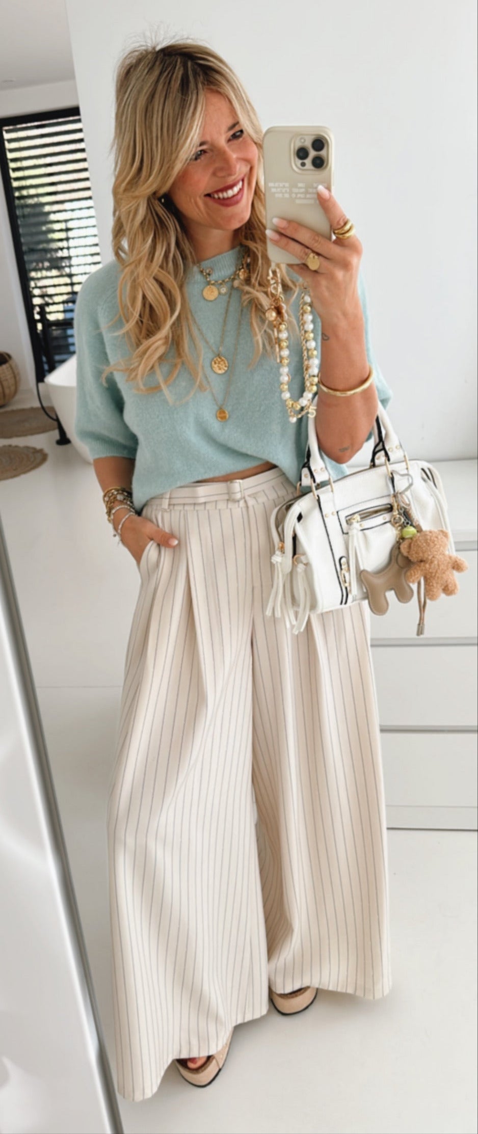 Hose Wide Leg Fine Stripes