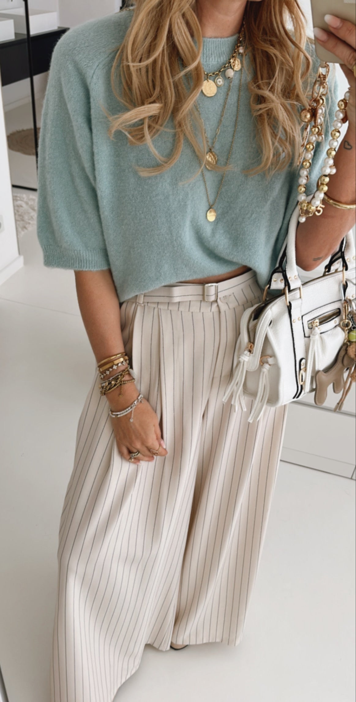 Hose Wide Leg Fine Stripes