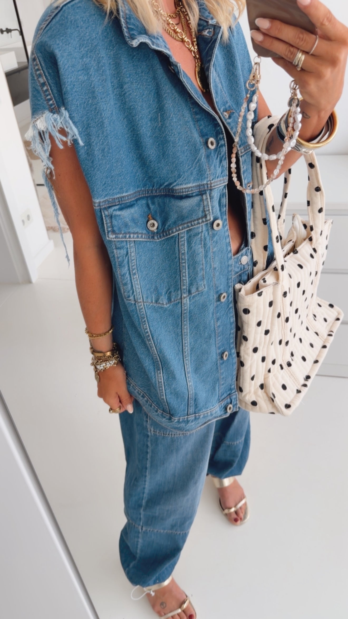 Jeans Weste Fringe