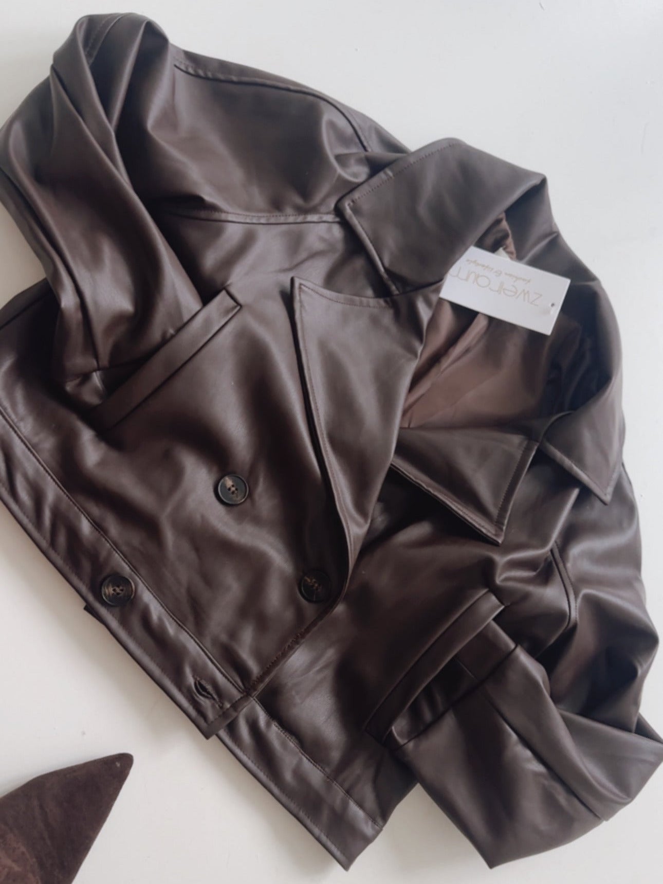 Caban Lederoptik Jacke Cropped