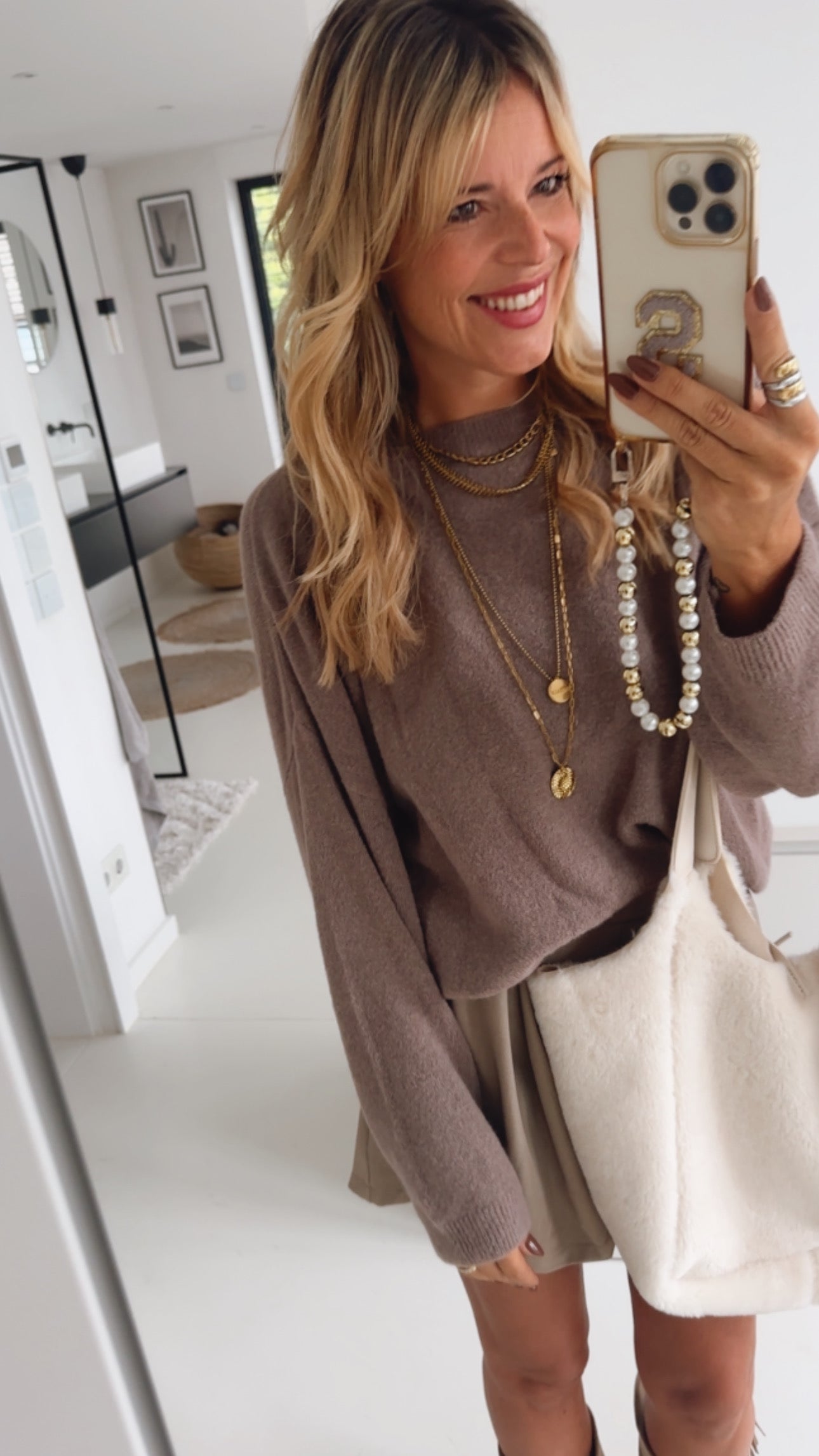 Midi Pulli Roundneck mit Bündchenarm