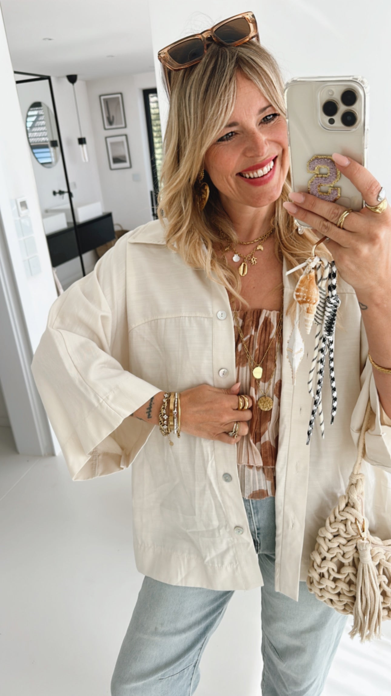 Hemd Bluse Oversize Dreiviertelarm