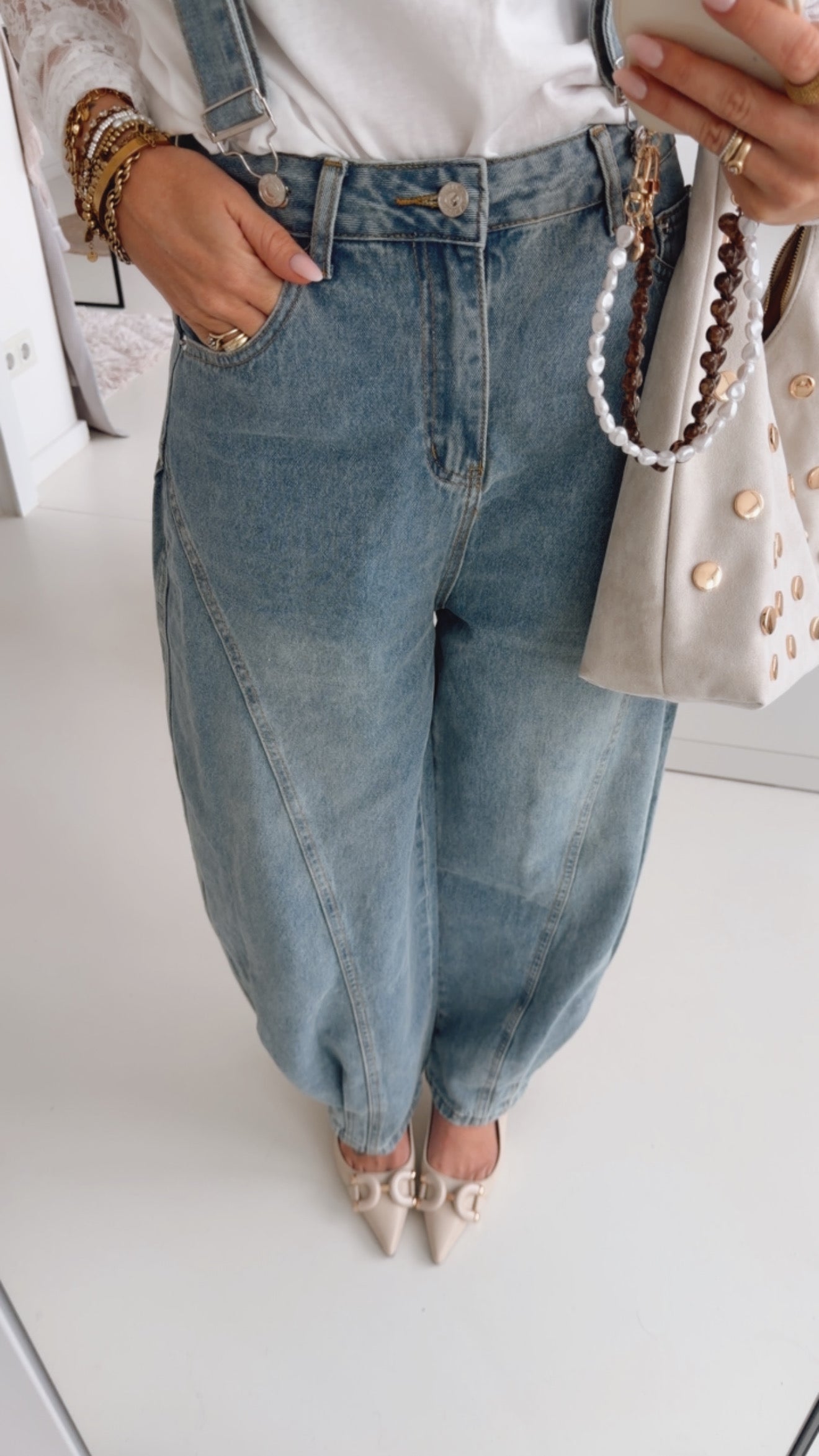 Jeans Hose mit Hosenträgern