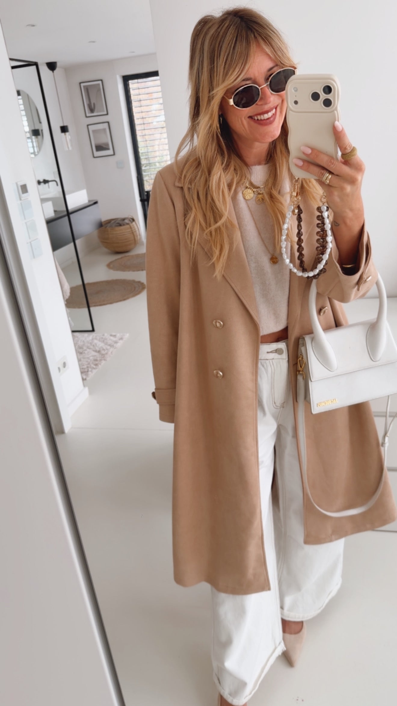 Trenchcoat Wildlederoptik Golden Buttons