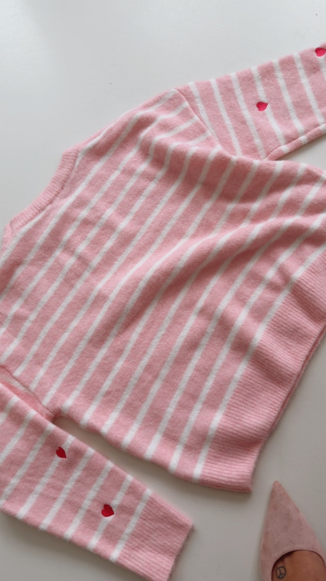Midi Strick Pulli Hearts/Stripes
