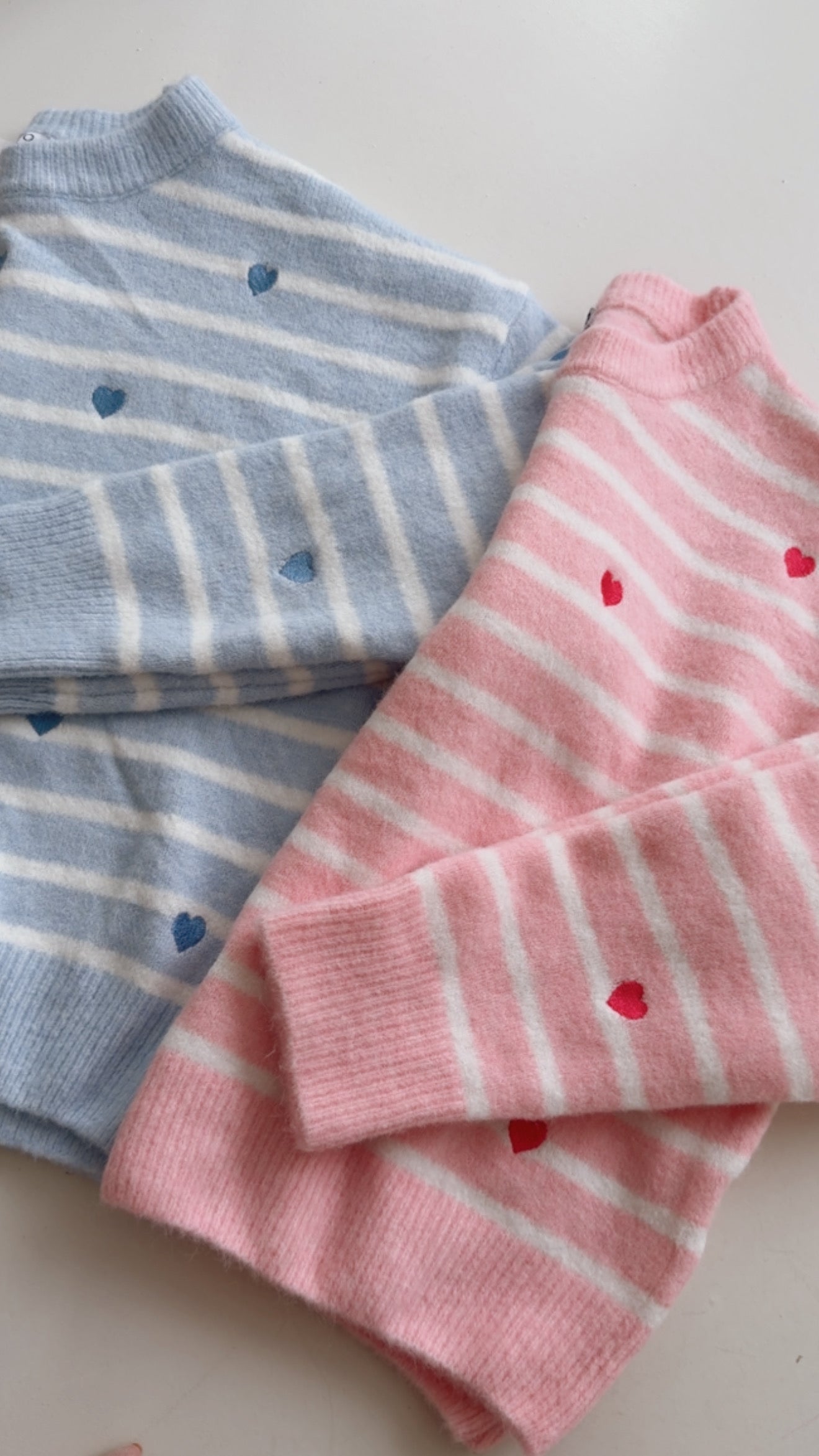 Midi Strick Pulli Hearts/Stripes