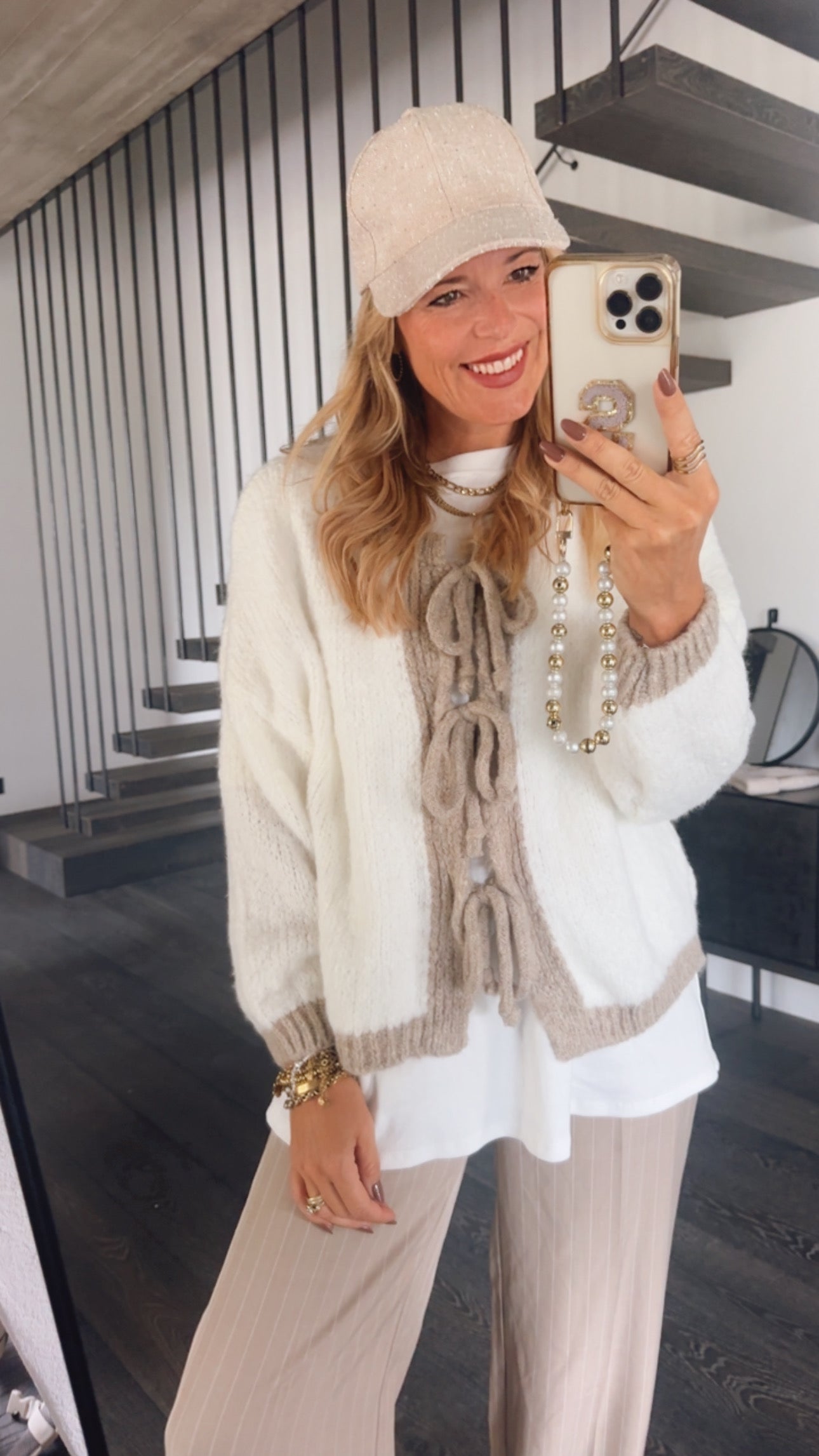 Midi Strickjacke zum Binden