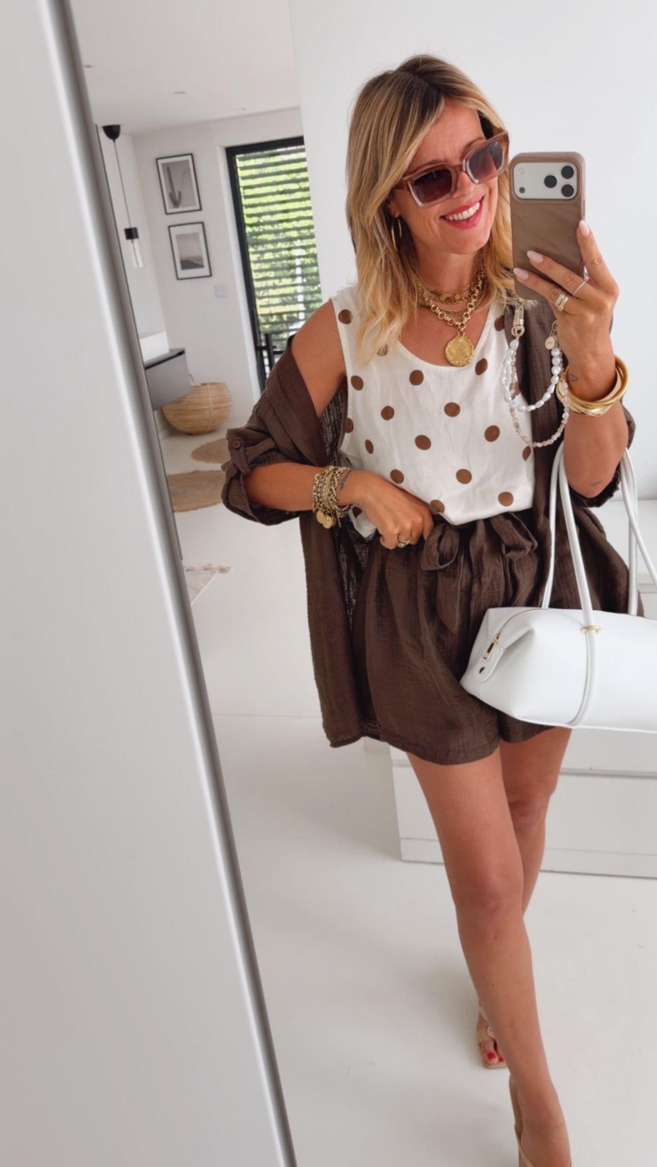 Polkadot Top mit Spitze