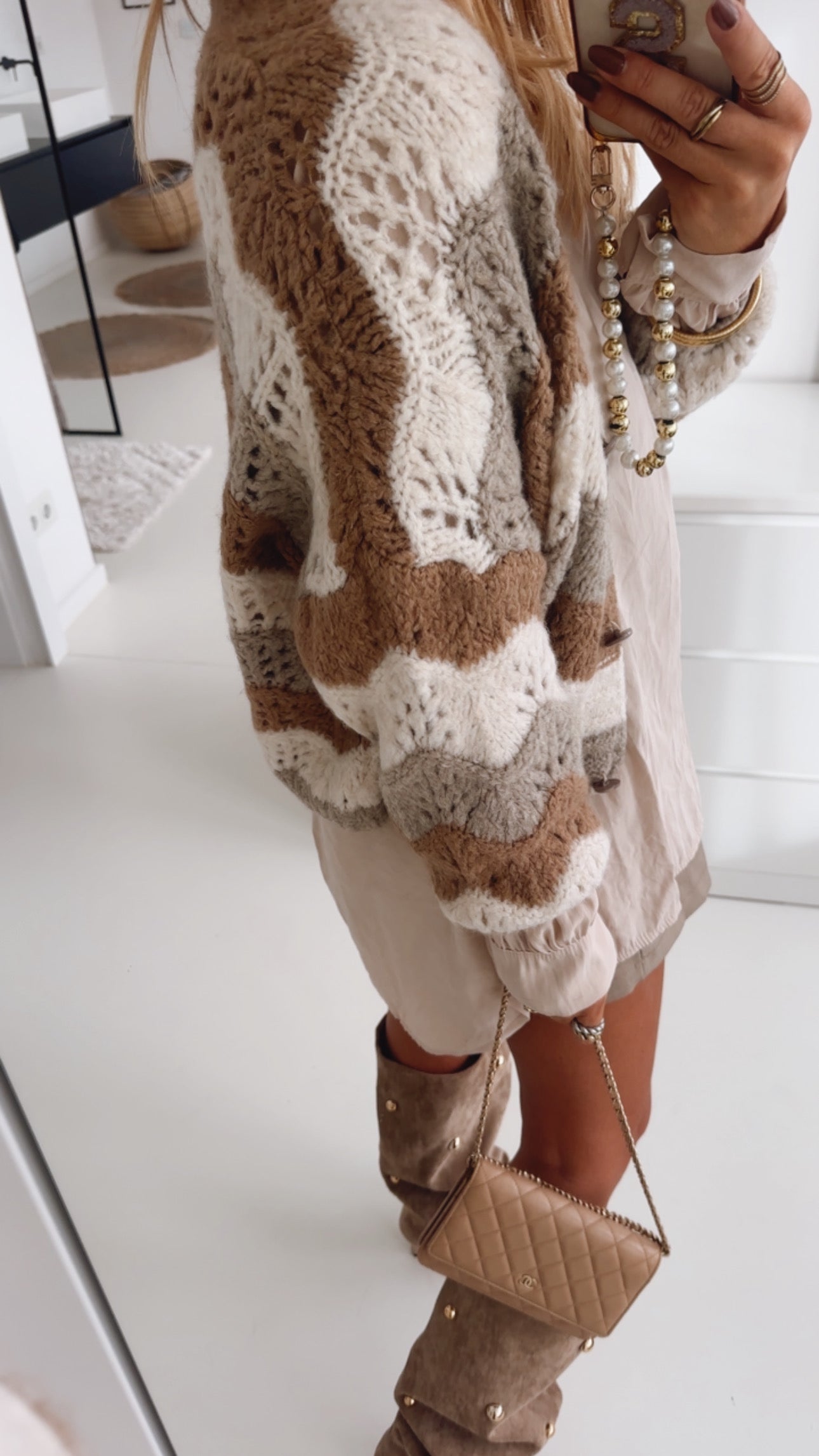 Midi Strickjacke ZigZag Heart Button