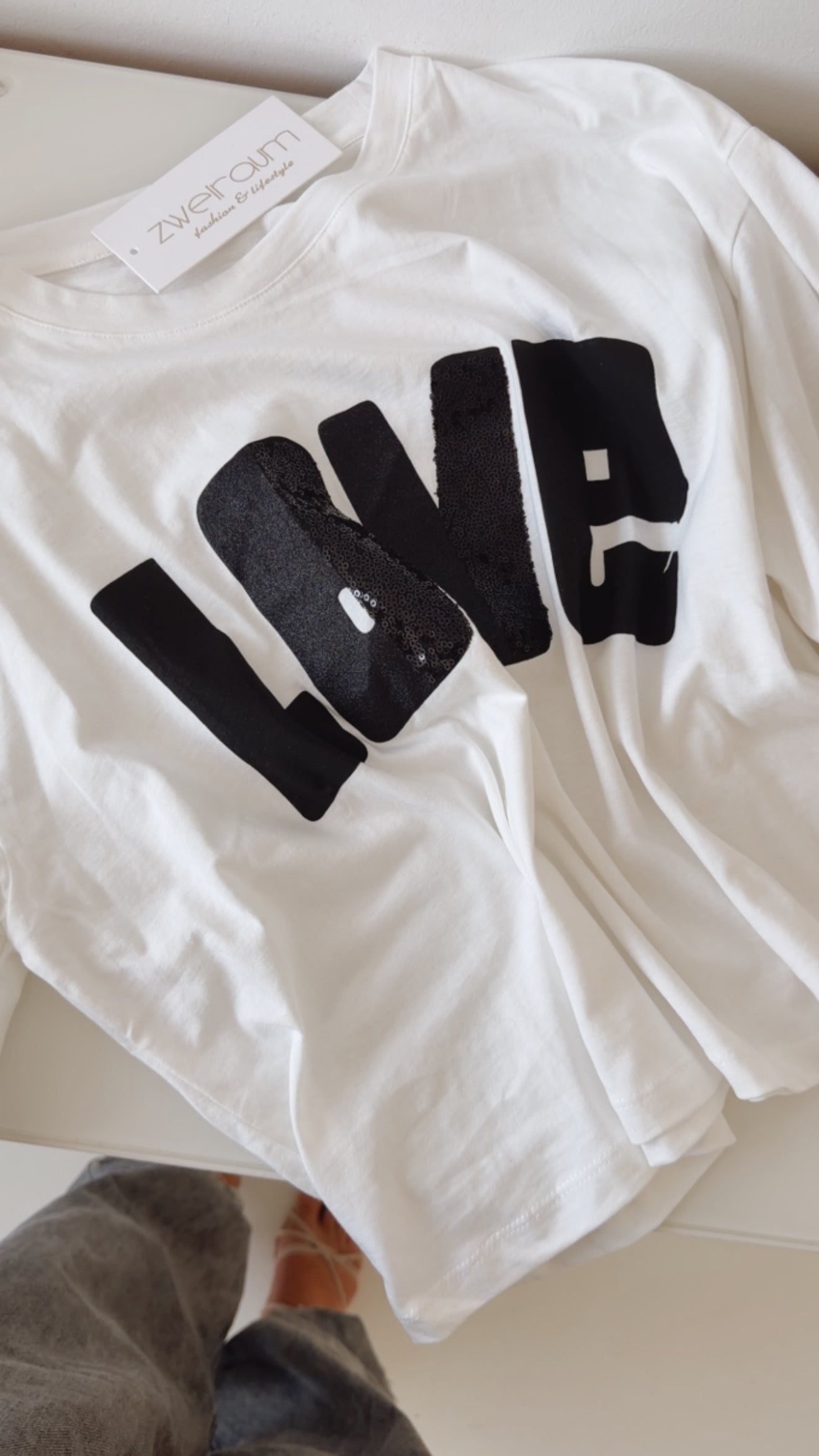 Midi T-Shirt Pailletten-Aufdruck