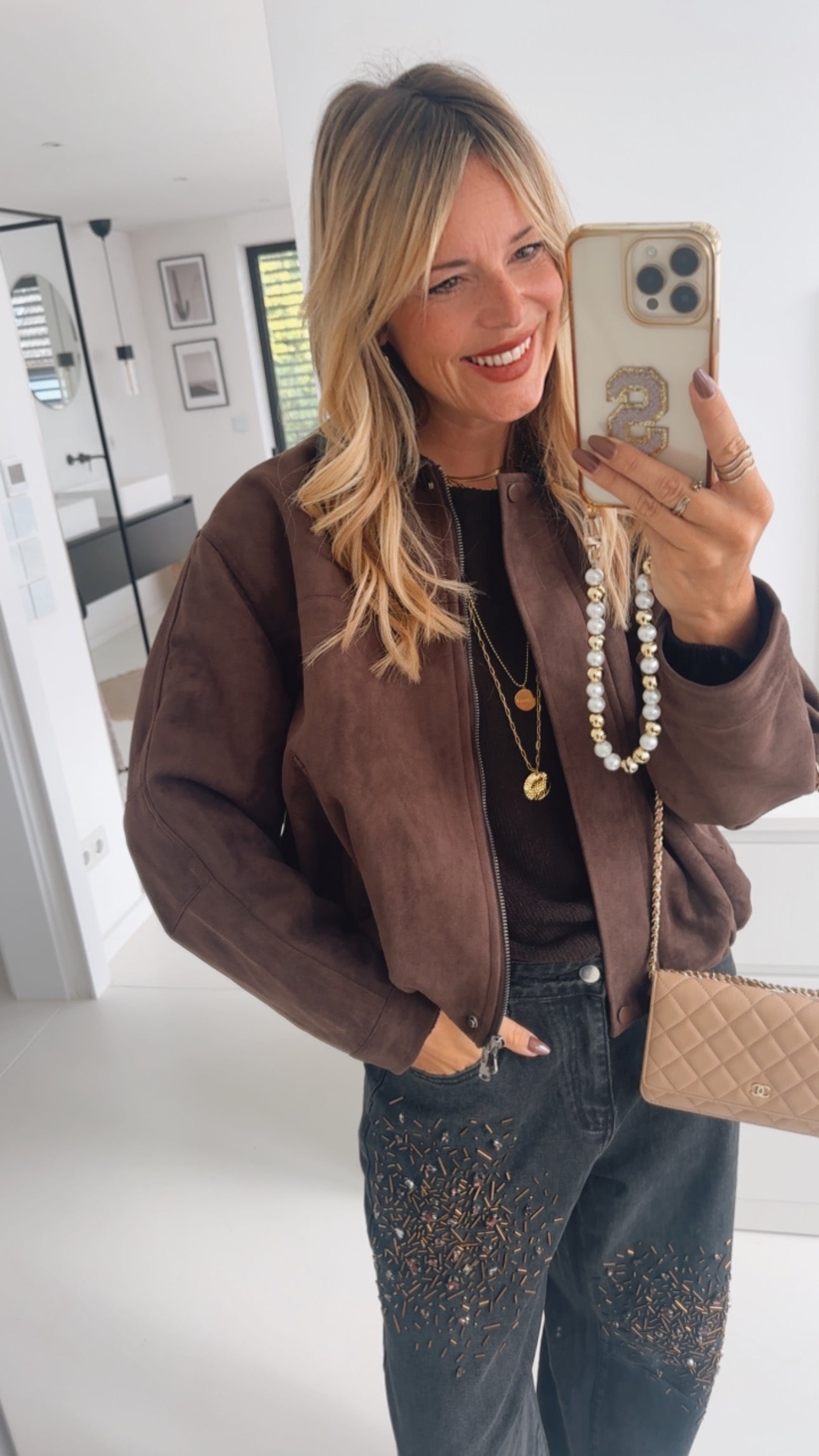 Wildlederoptik Jacke Puffy