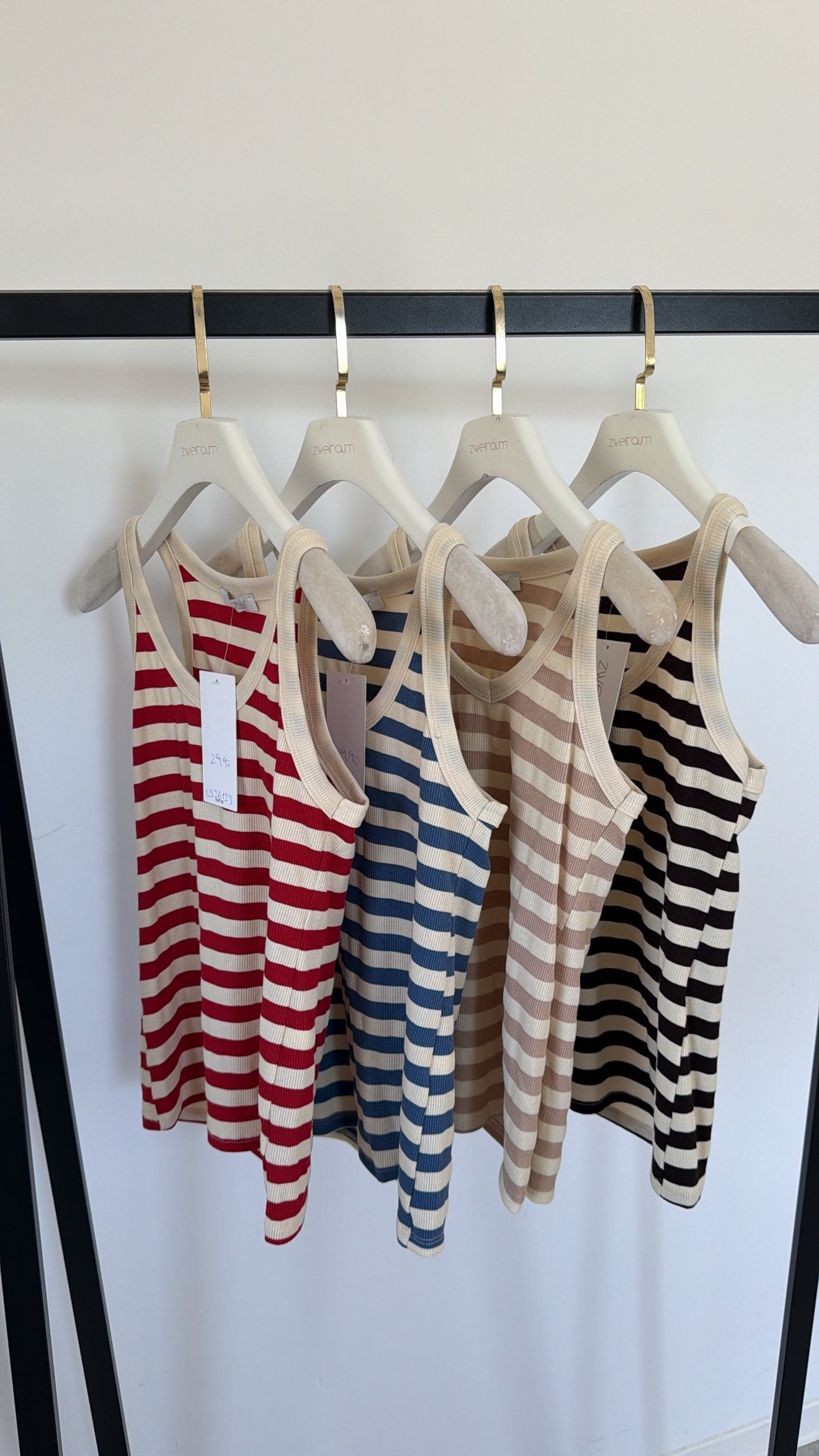 Tank Top Stripes Rounded V-Neck