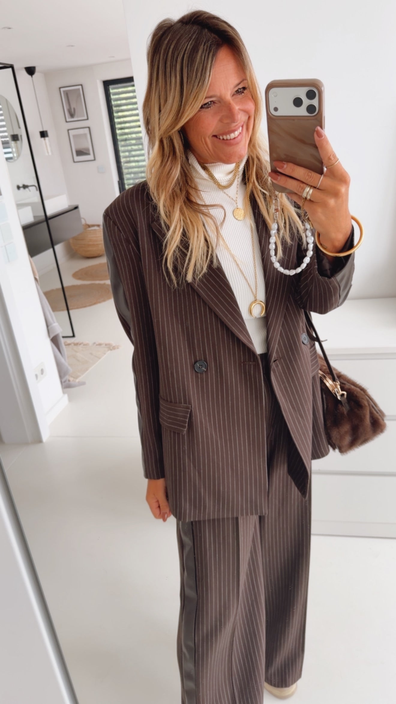 Blazer Leder Stripes