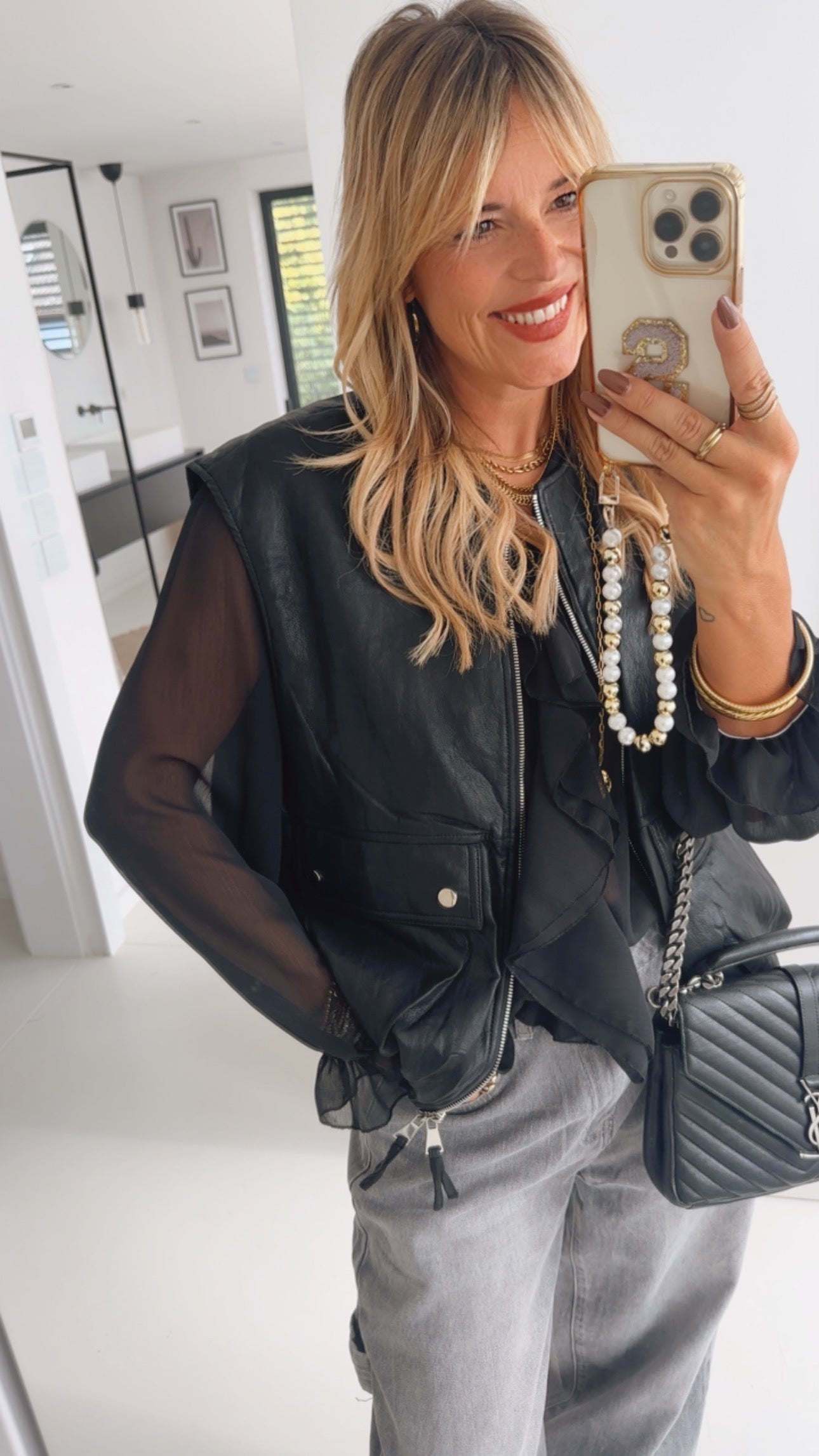 Midi Weste Lederoptik