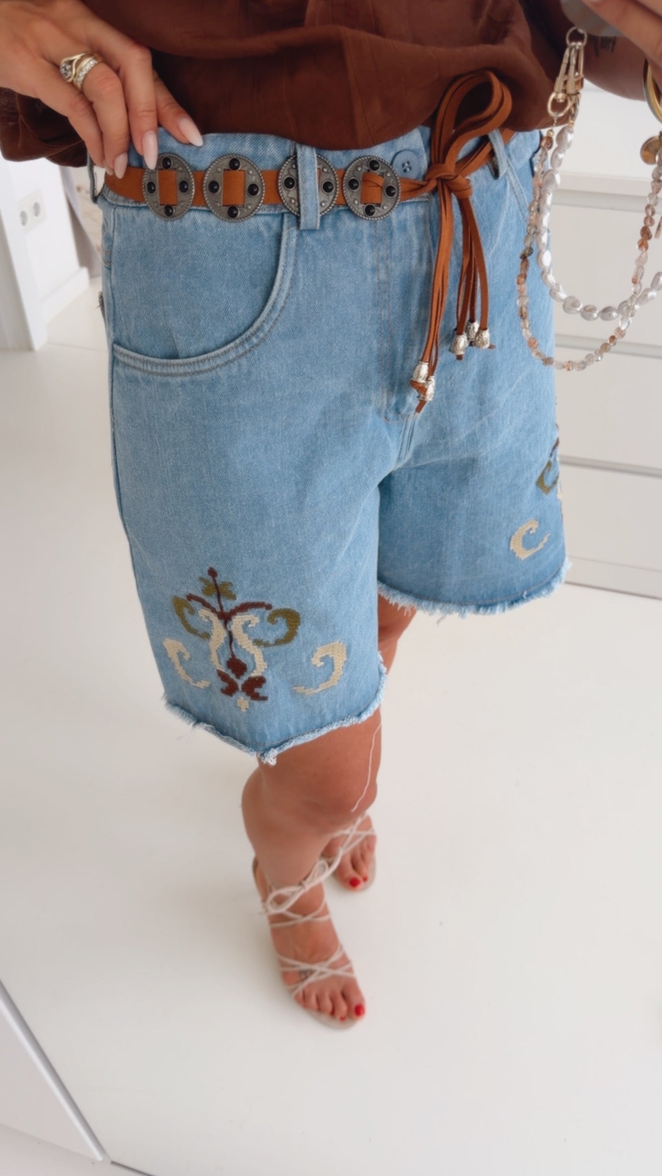 Midi Jeans mit Gürtel Country Love