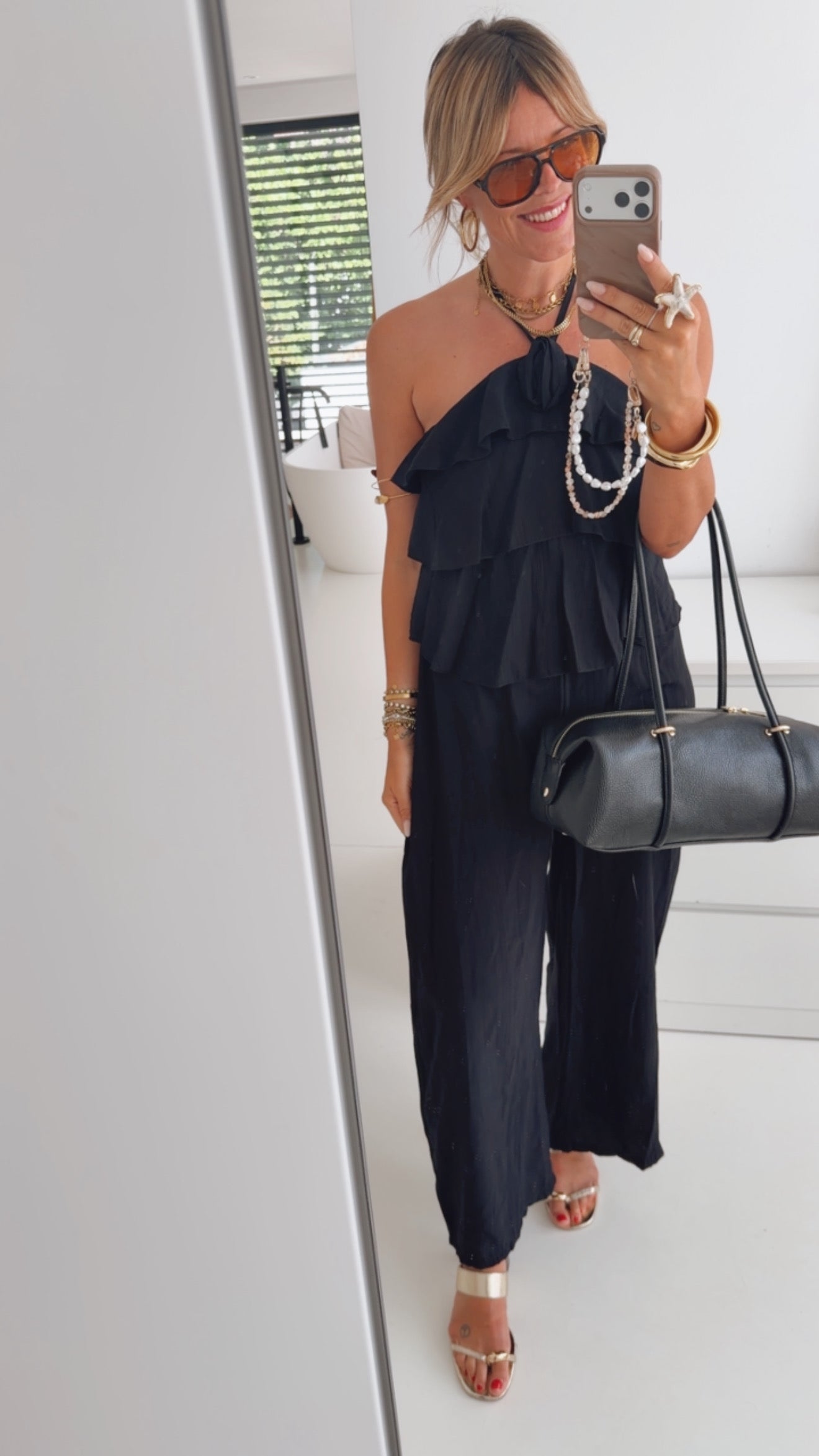 Neckholder Jumpsuit Structured Volants