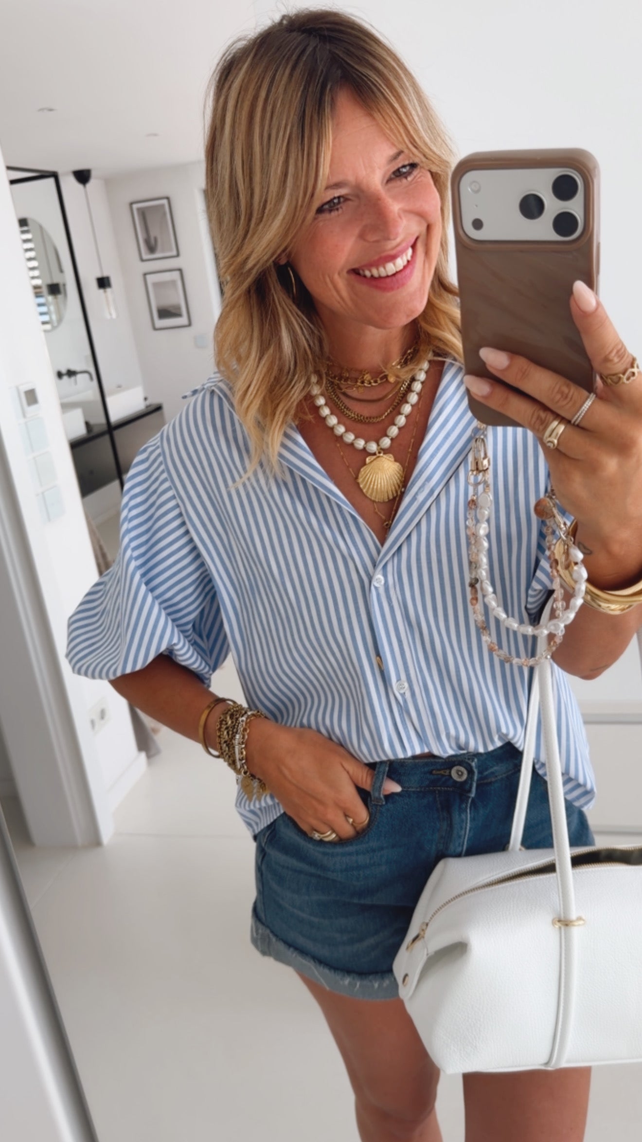 Hemd Bluse Stripes Ballonarm