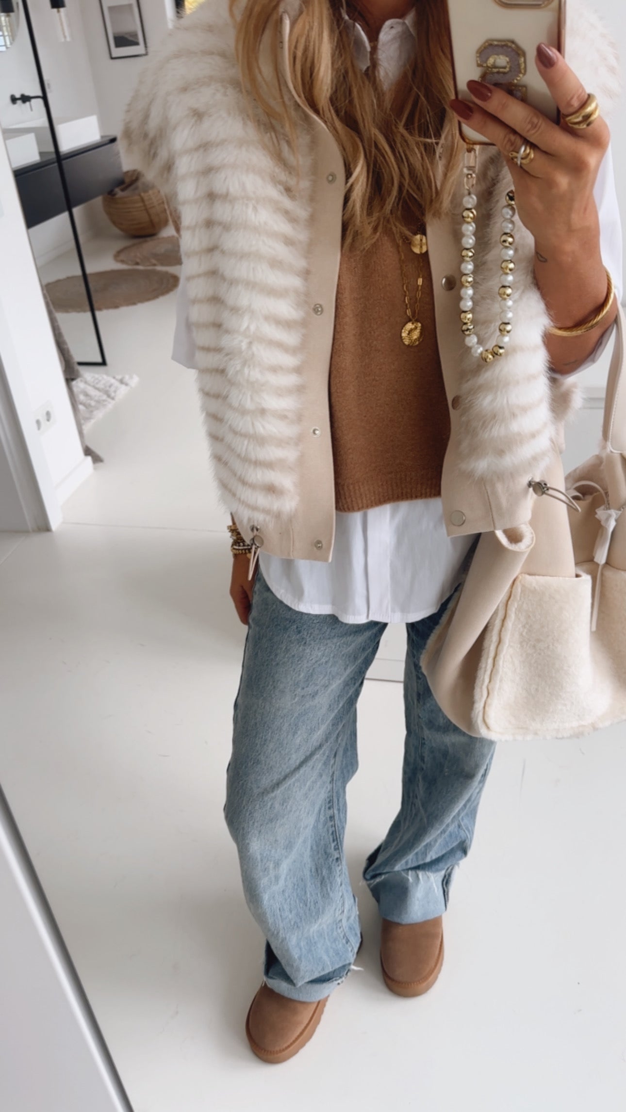 Midi Kuschel Weste Zebra a like