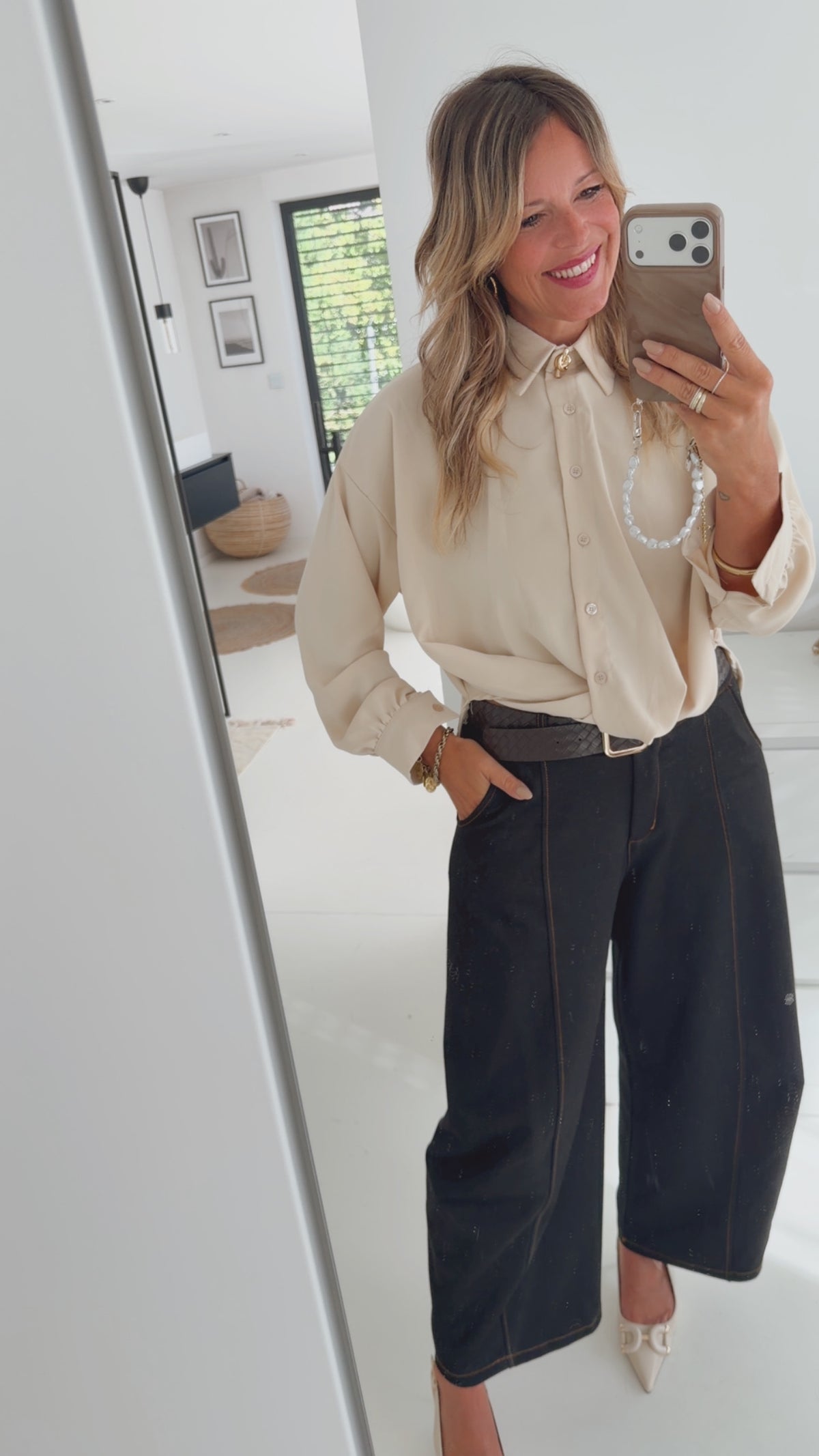 Cross Bluse Gold Button