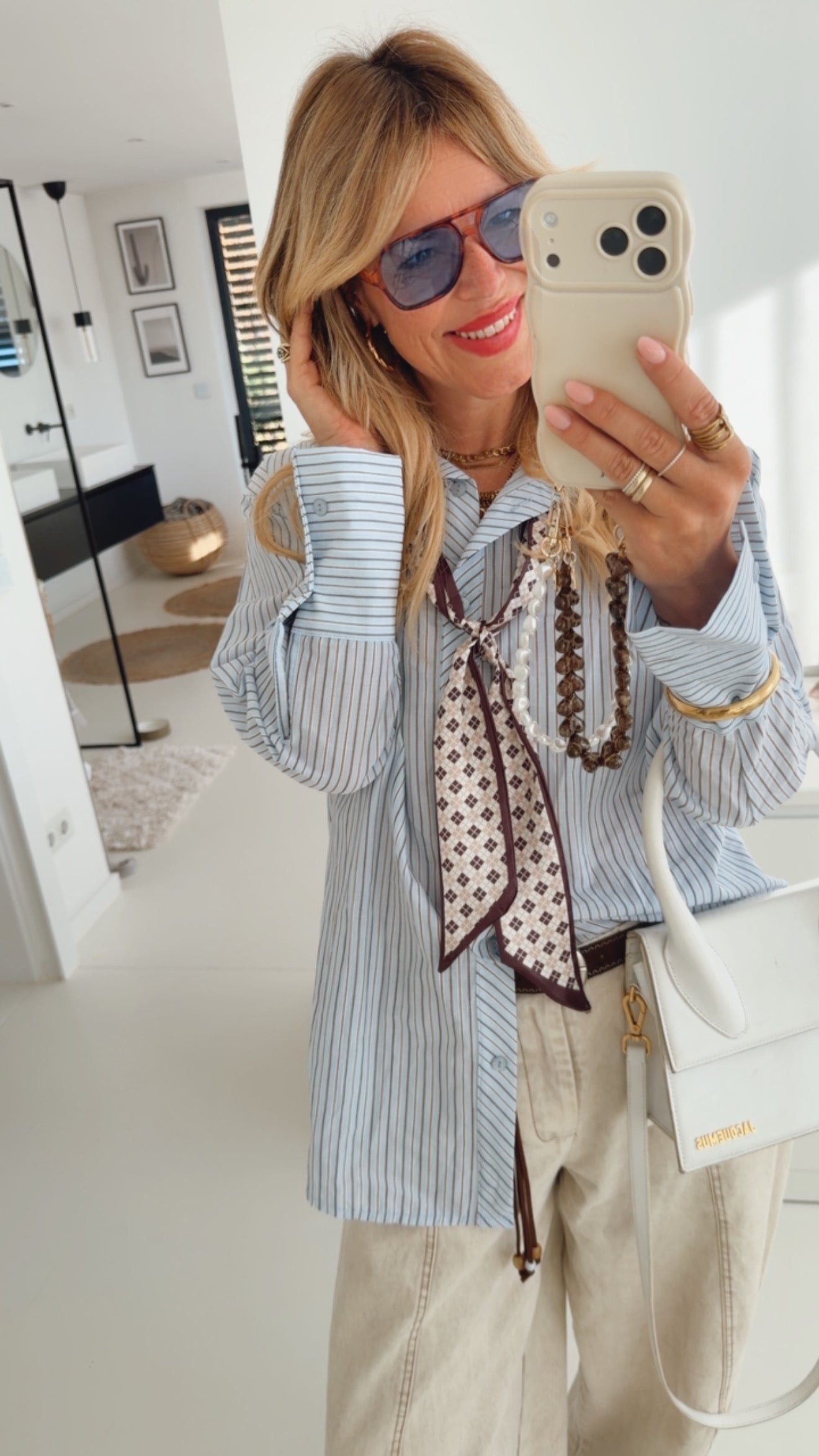 Hemd Bluse Neck Tie Stripes