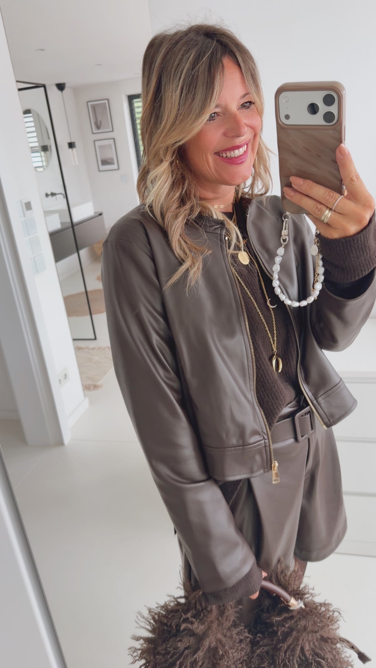 Cropped Jacke Lederoptik