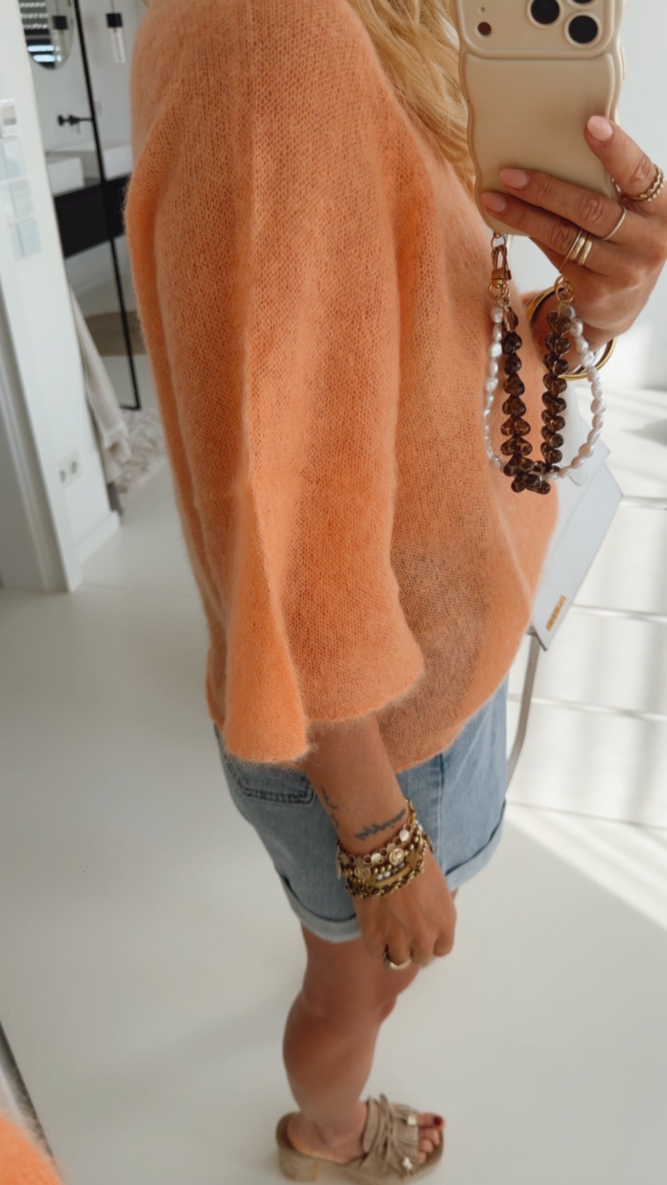 Midi Soft Strick Pulli Dreiviertelarm