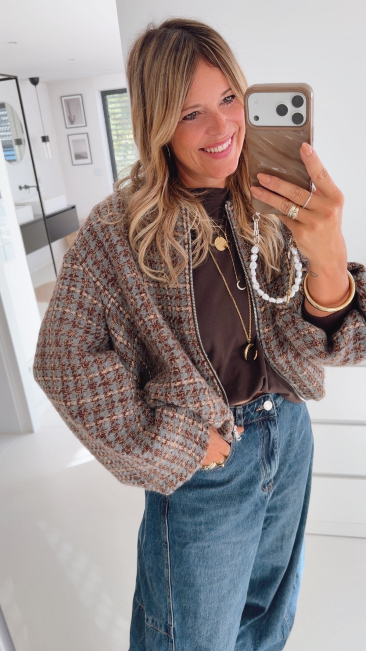 Cropped Jacke Tweed Look