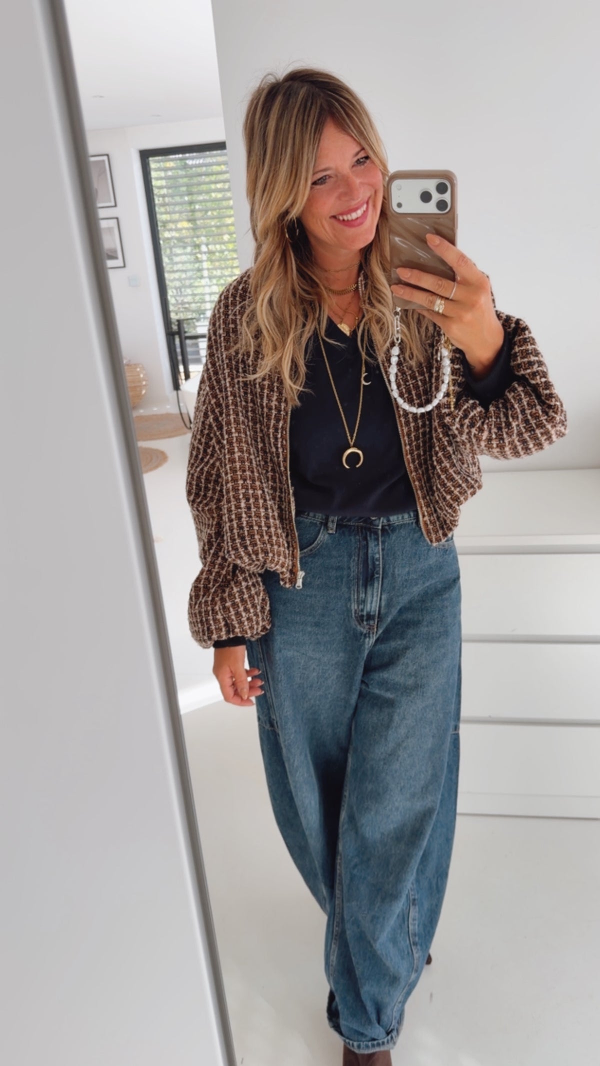 Cropped Jacke Tweed Look