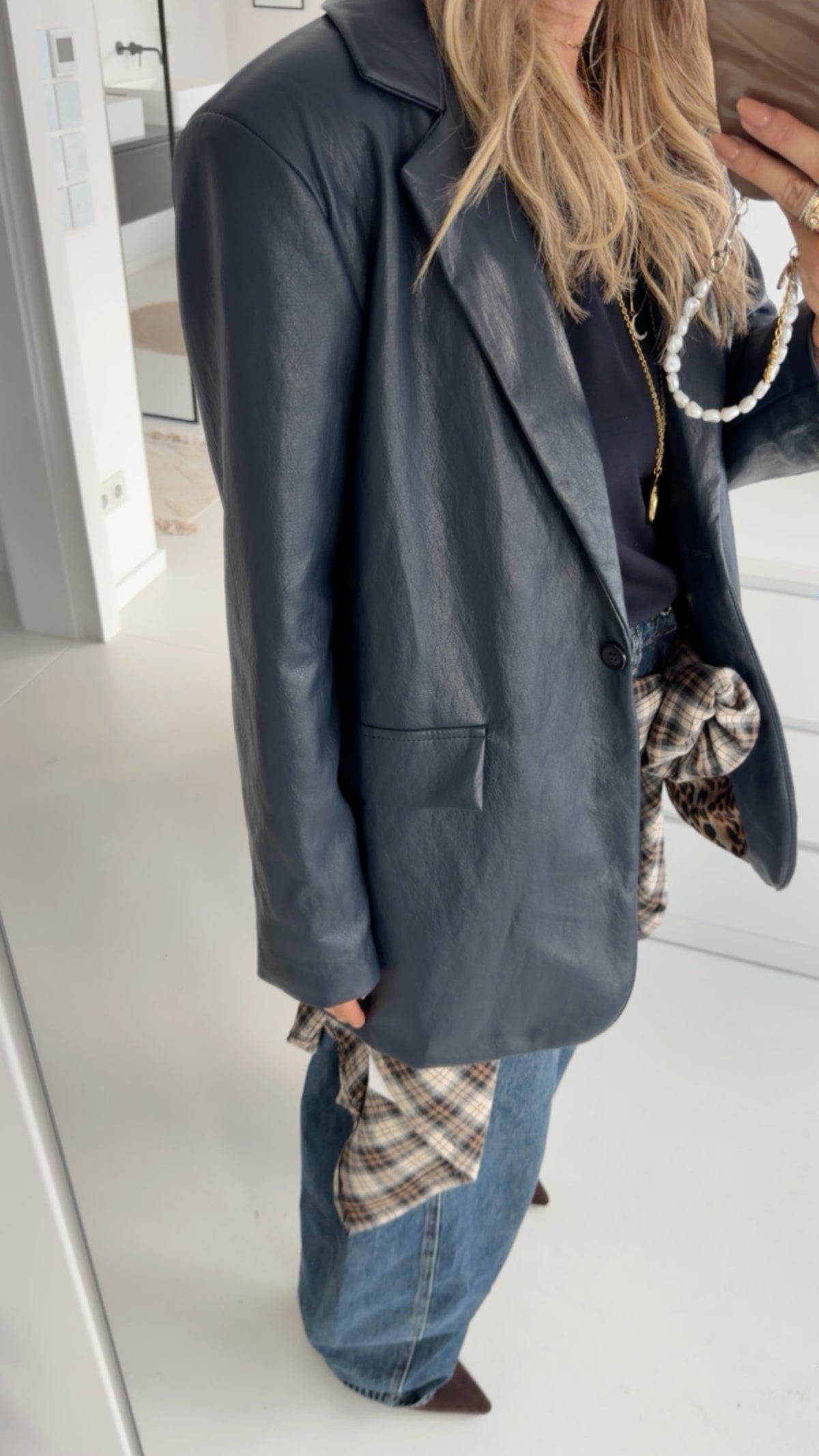 Long Blazer Lederoptik